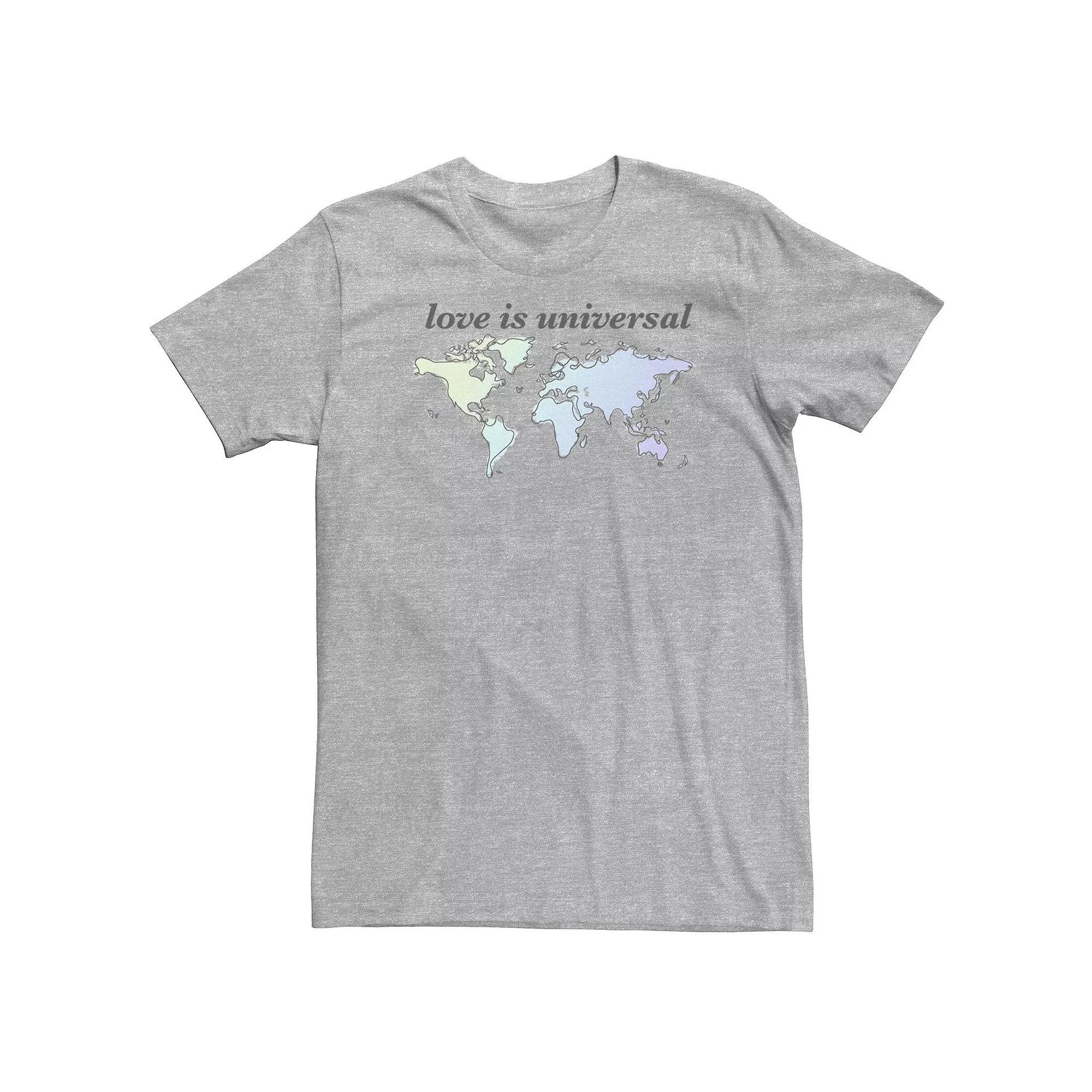 Big & Tall Trendy World Love Tee, Men's, Size: XXL Tall, Athletic Grey Product Image