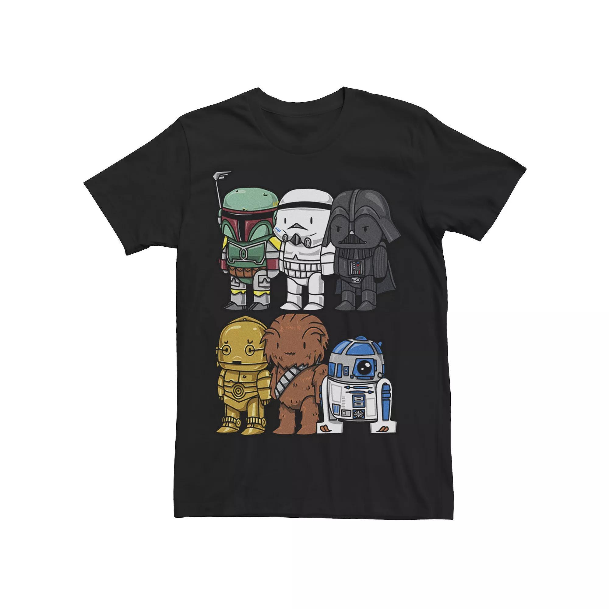 Men's Star Wars Boba Trooper Vader Chewie Chibi Tee, Size: Medium, Black Product Image