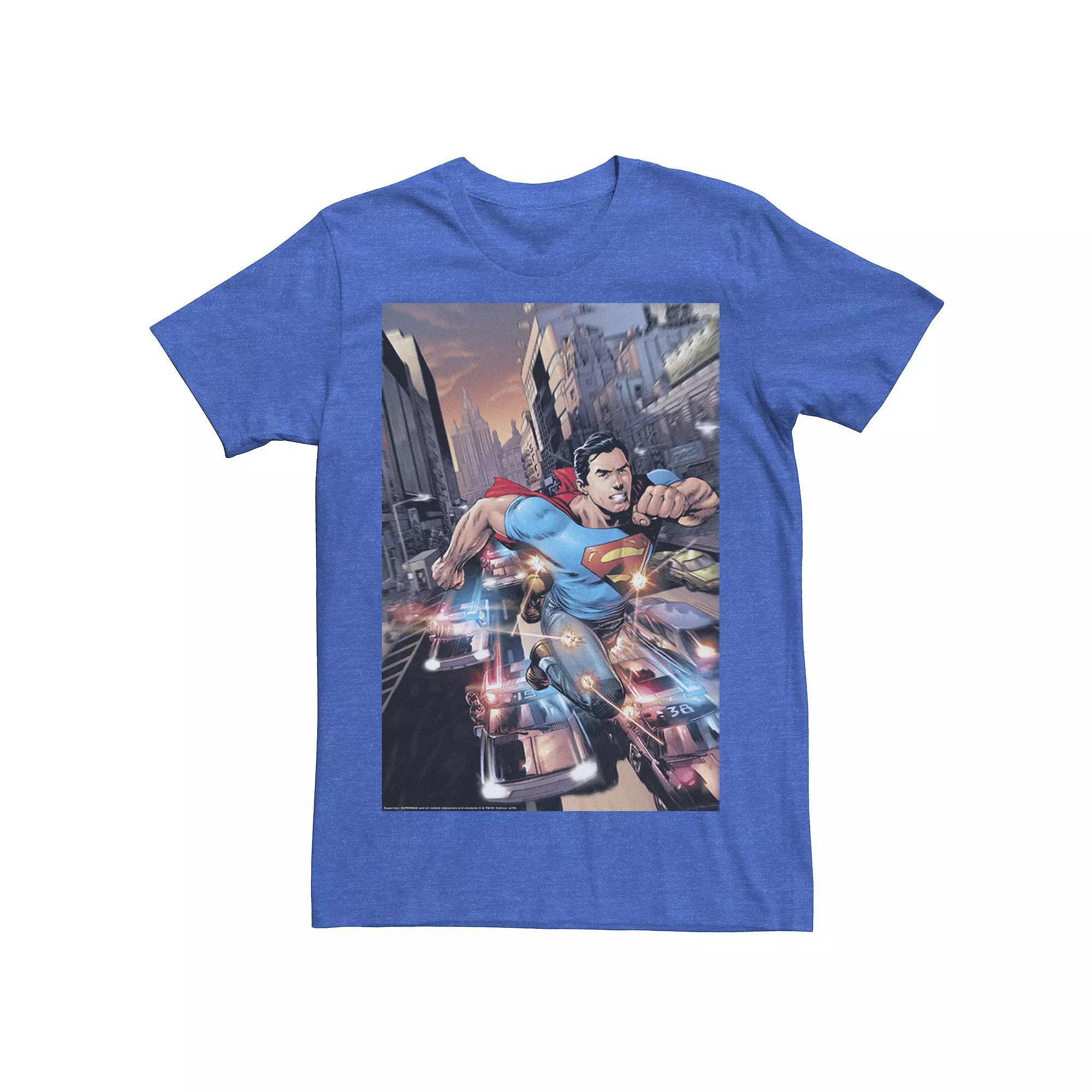 Men's DC Comics Superman Flashing Lights Poster Tee, Size: Medium, Royal Grey Product Image