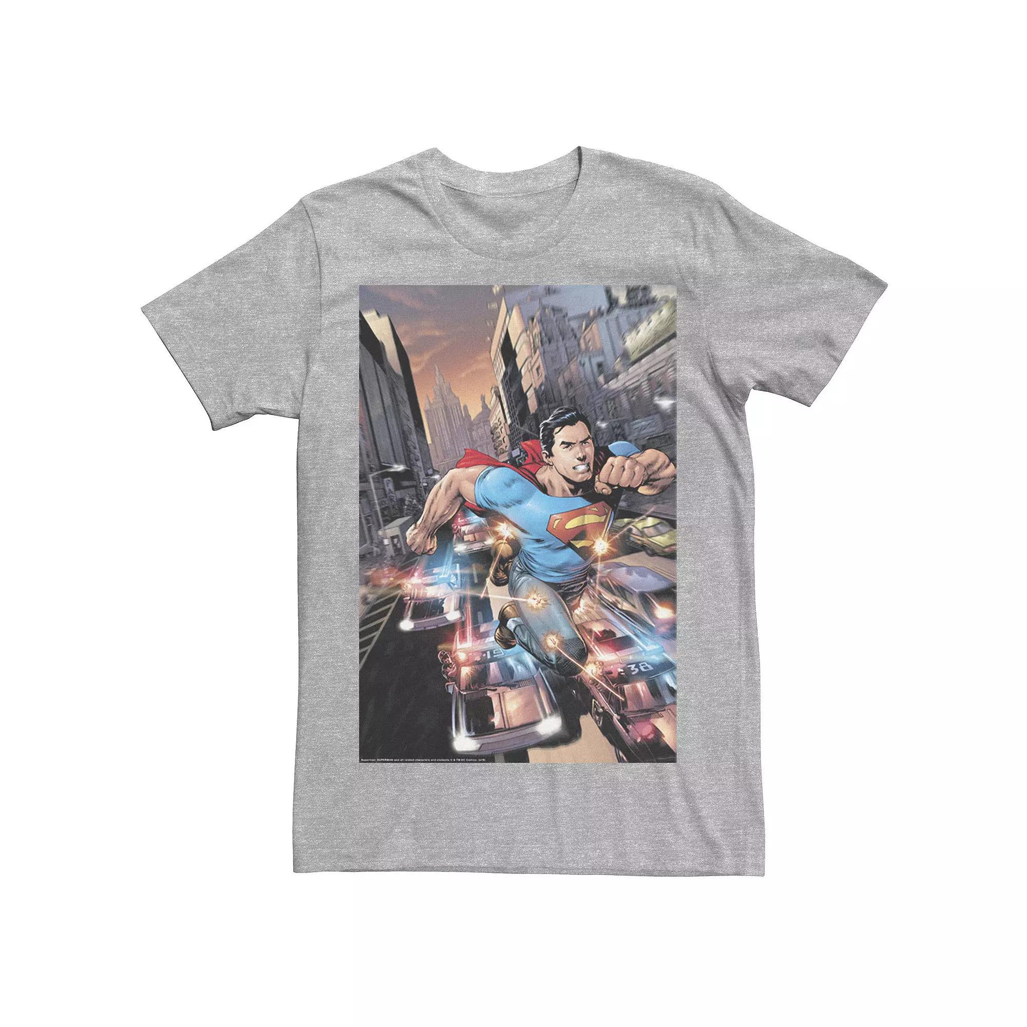 Men's DC Comics Superman Flashing Lights Poster Tee, Size: Medium, Royal Grey Product Image