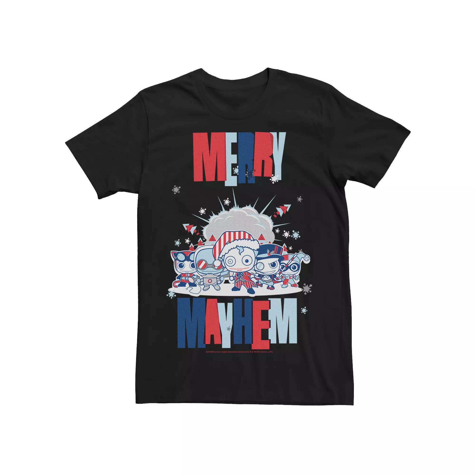 Men's DC Comics Bad Guys Merry Mayhem Christmas Tee, Size: XL, Black Product Image
