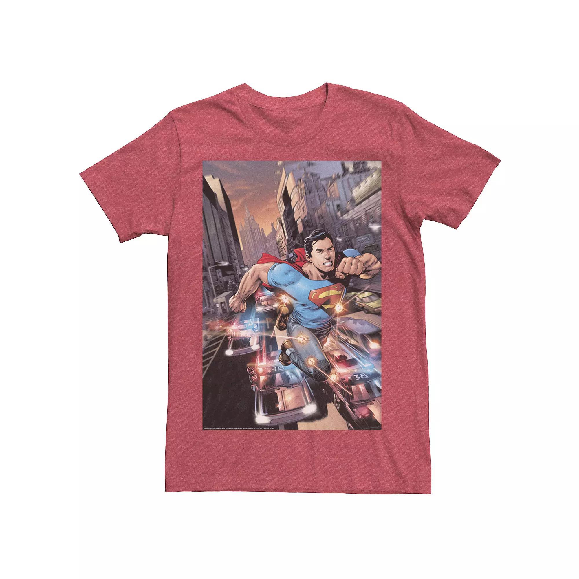 Men's DC Comics Superman Flashing Lights Poster Tee, Size: Medium, Royal Grey Product Image