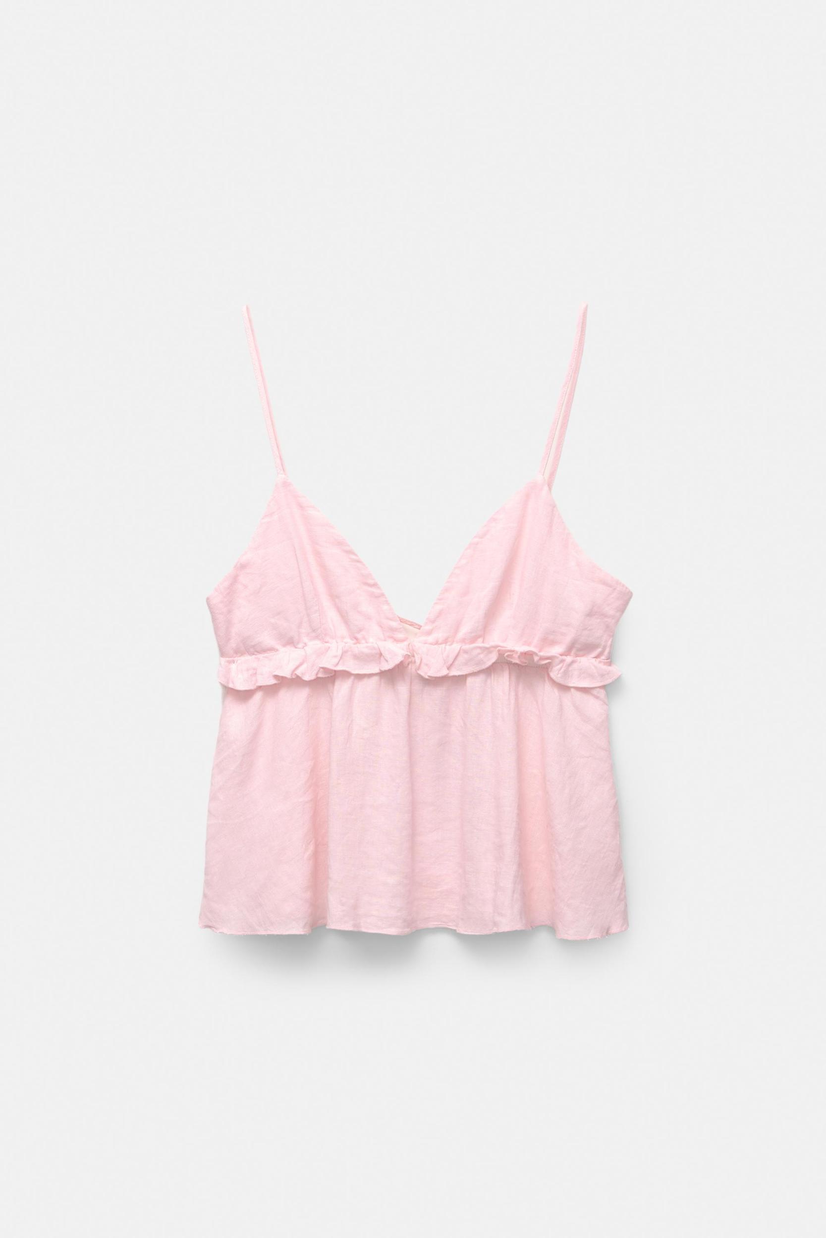 Ruffled linen blend top Product Image