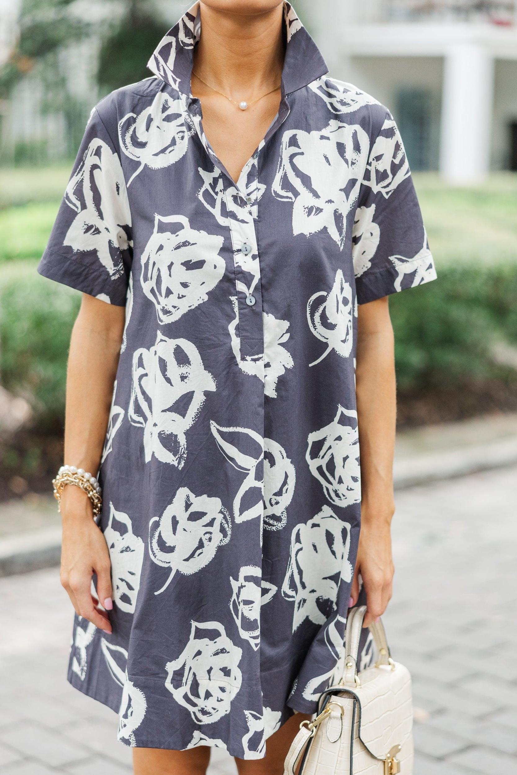 Back To You Charcoal Gray Floral Dress Female Product Image