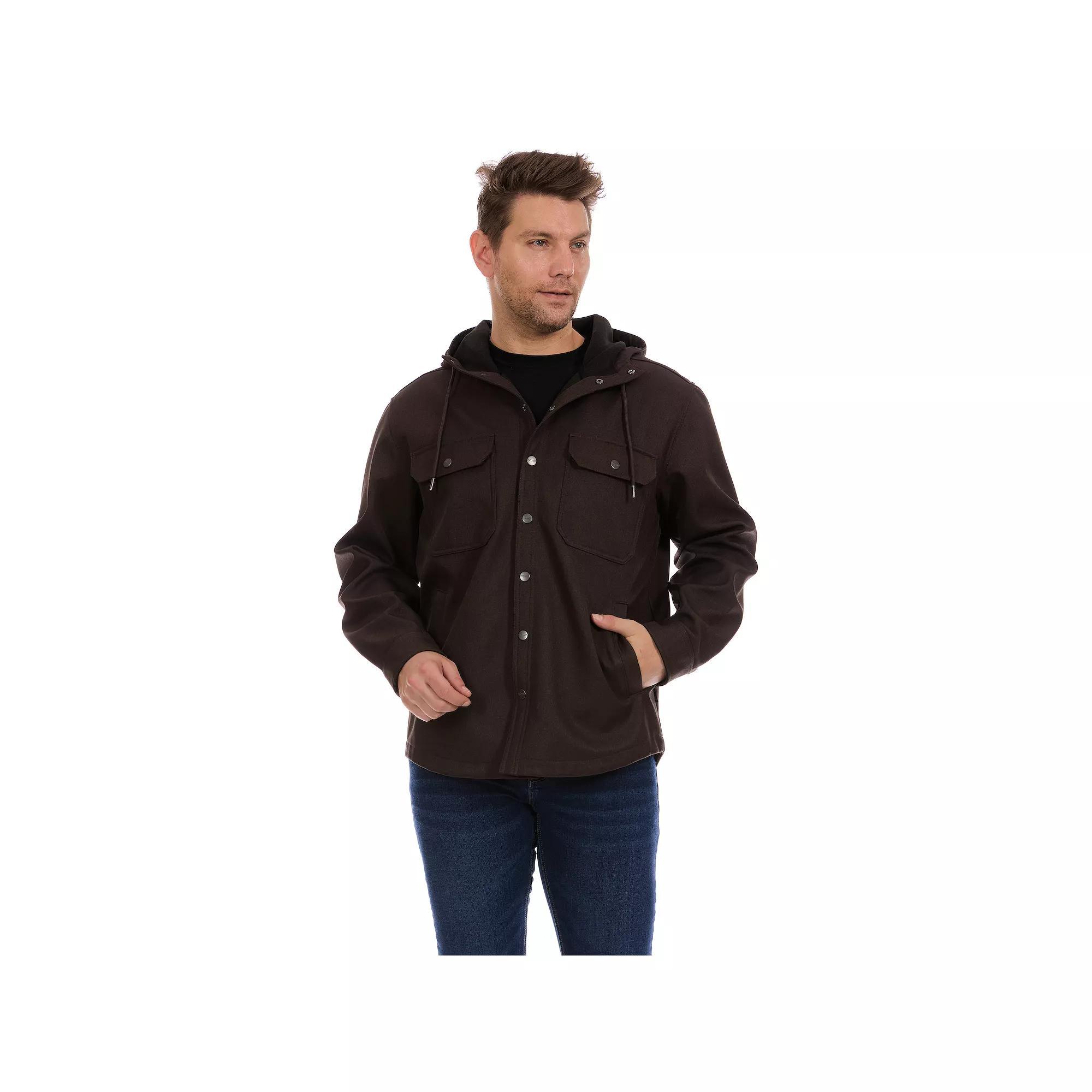 Men's Bass Creek Outfitters® Twill Softshell Bonded with Fleece Hooded Jacket, Size: XL, Brown Product Image
