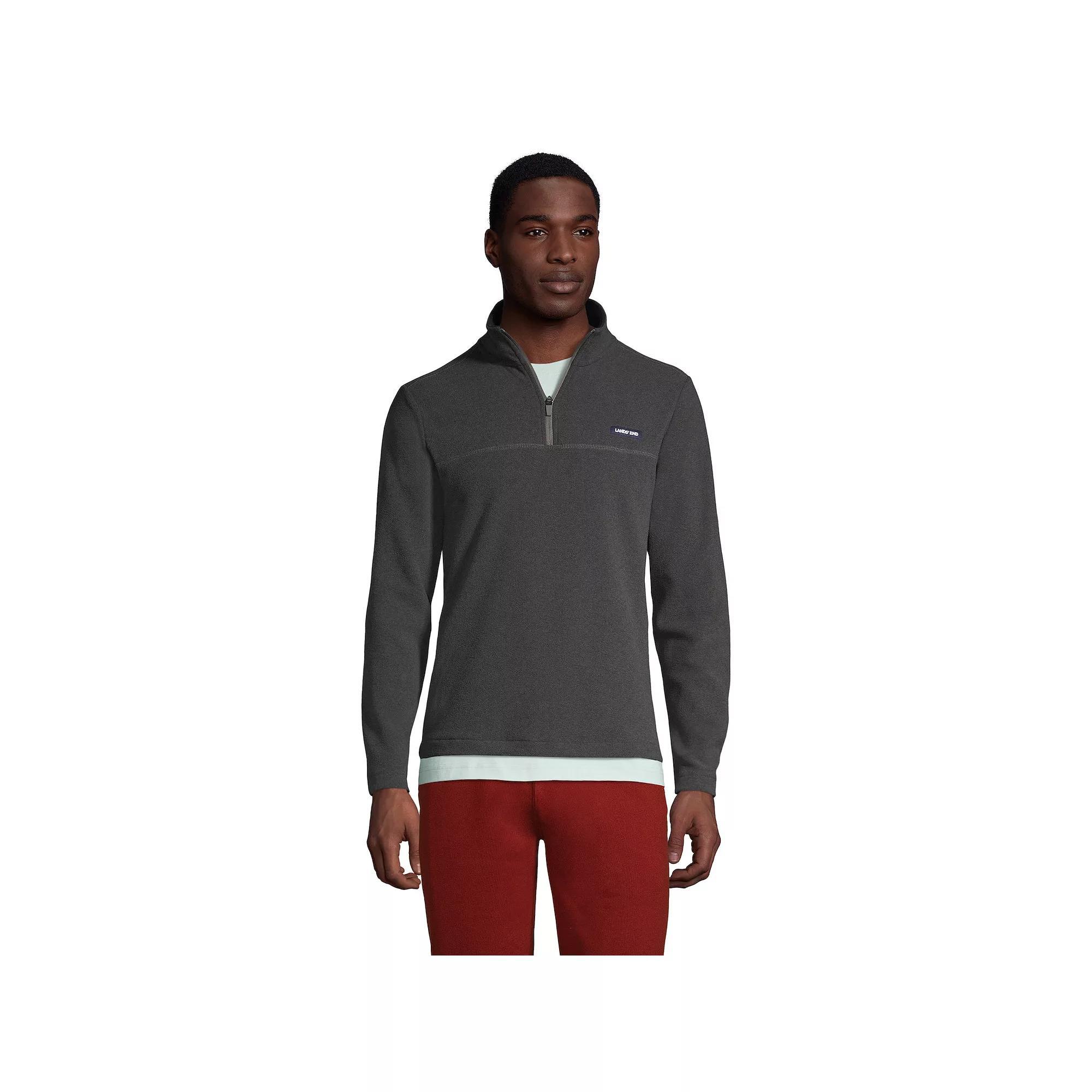 Big & Tall Lands' End Logo Fleece Quarter-Zip Pullover, Men's, Size: XXL Tall, Dark Grey Heather Product Image