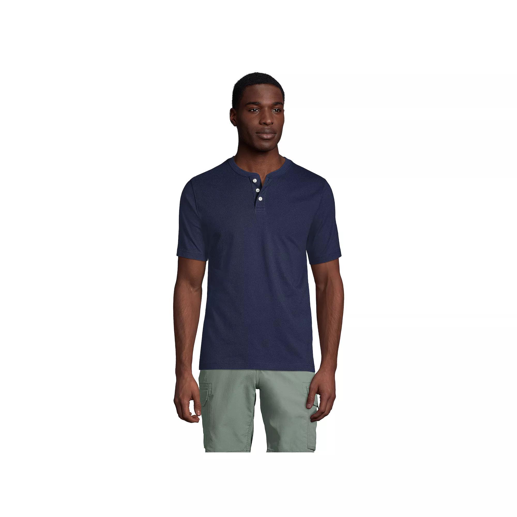 Men's Lands' End Classic-Fit Super-T Henley, Size: XXL, Radiant Blue Product Image