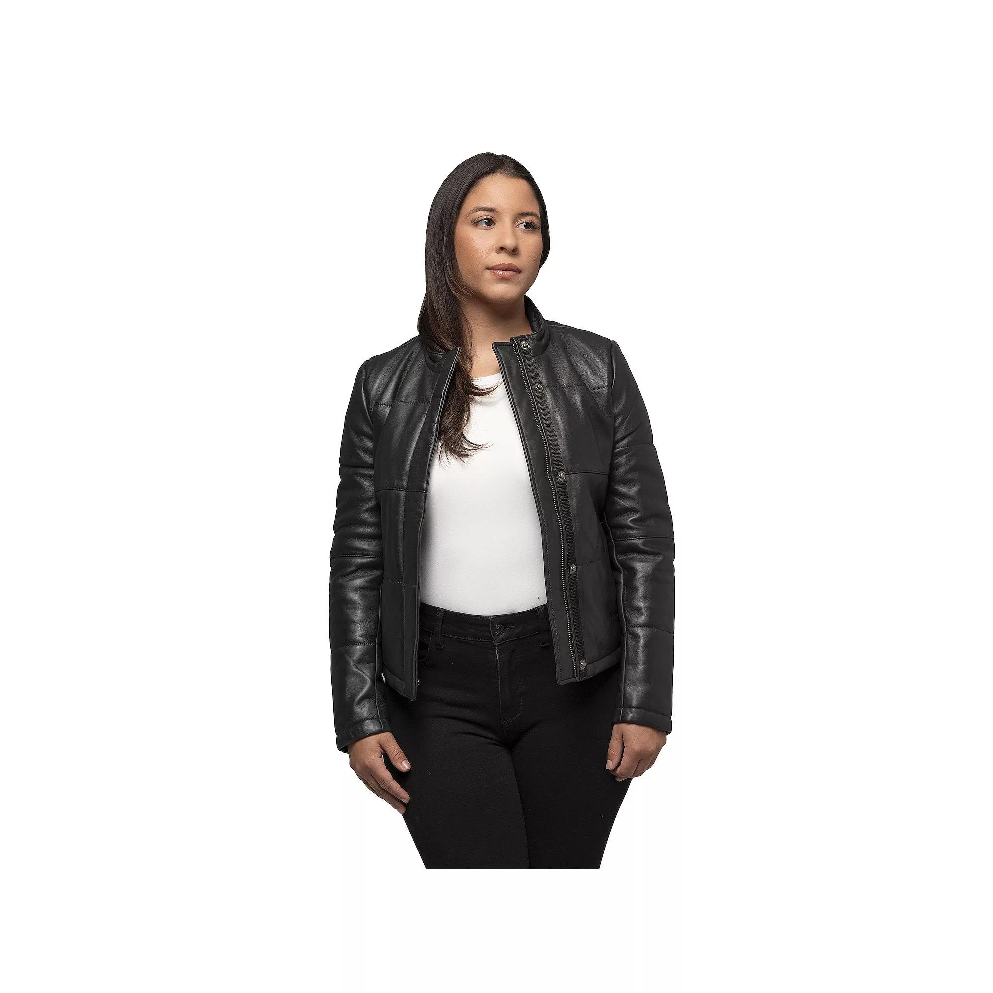 Plus Size Whet Blu Melyssa Leather Puffer Jacket, Women's, Size: 3XL, Black Product Image