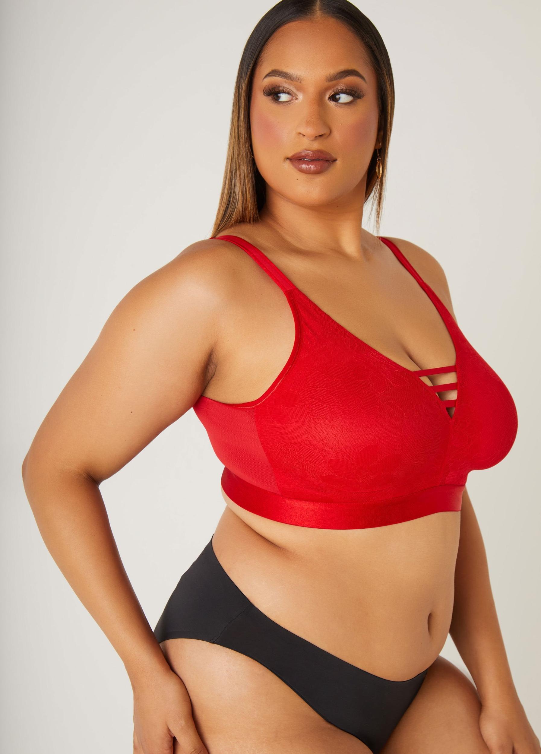 Floral Lace Lattice Wireless Bra Product Image