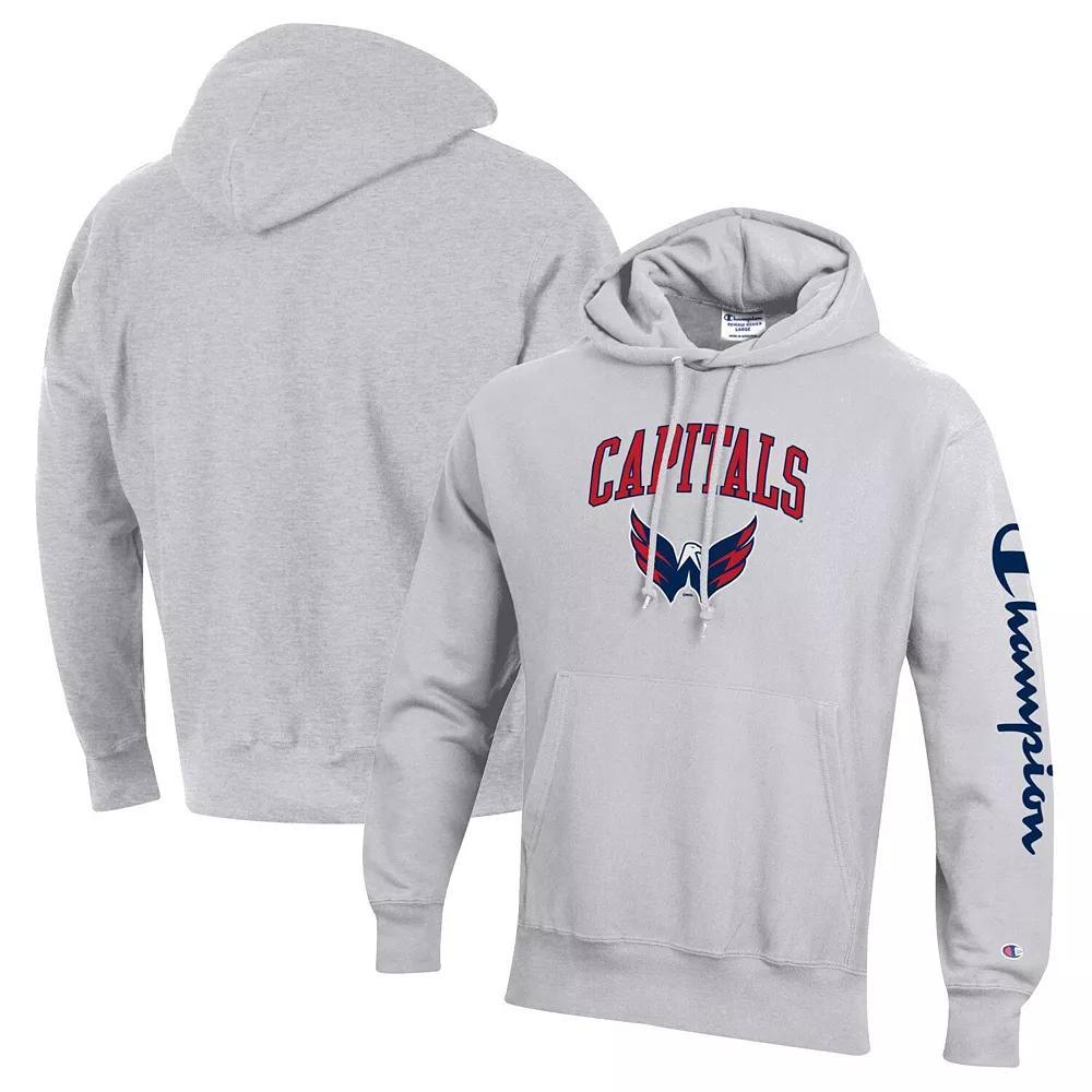 Men's Champion Heather Gray Washington Capitals Reverse Weave Pullover Hoodie, Size: Medium, Grey Product Image