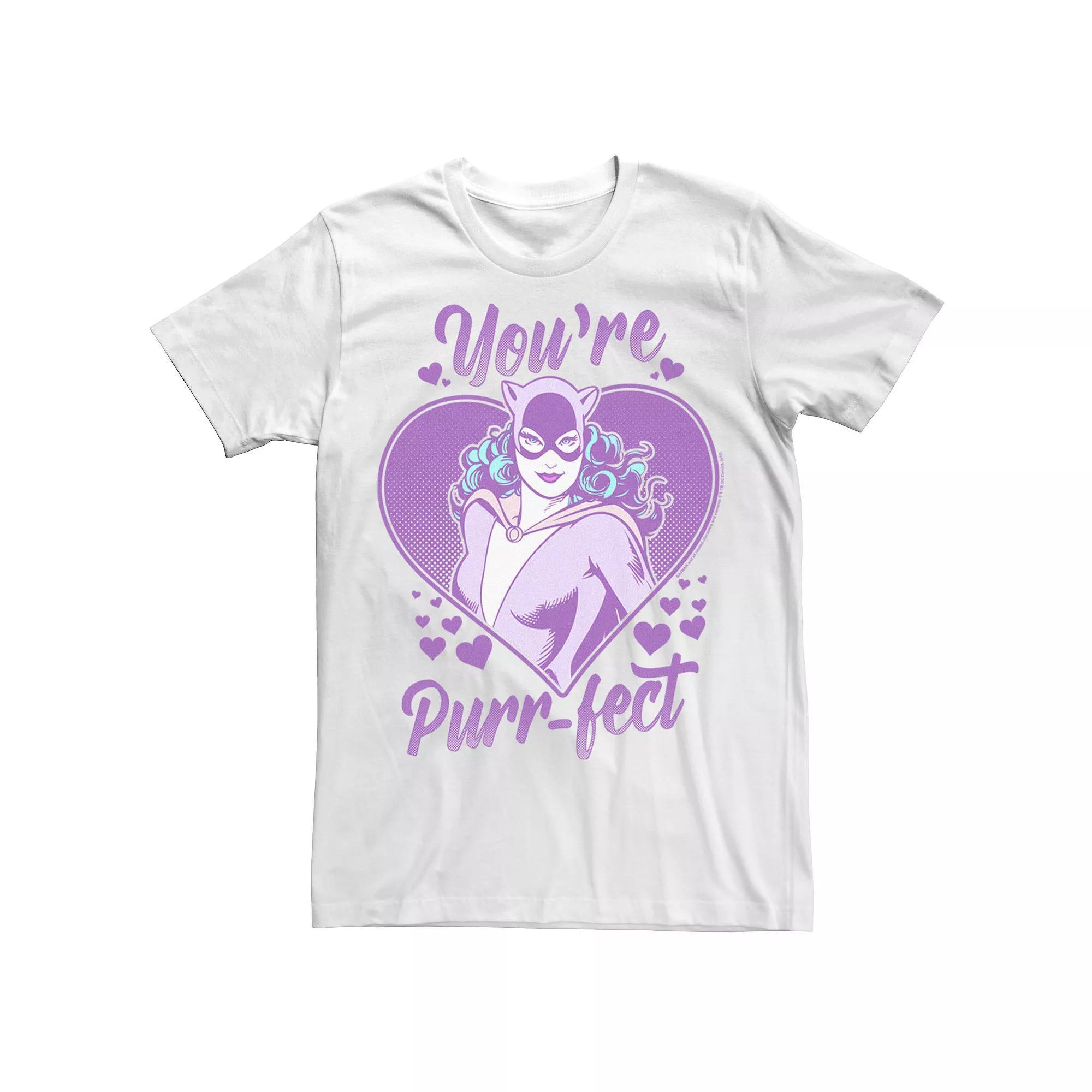 Men's DC Comics Valentine's Day Catwoman You're Purr-fect Tee, Size: Small, Athletic Grey Product Image