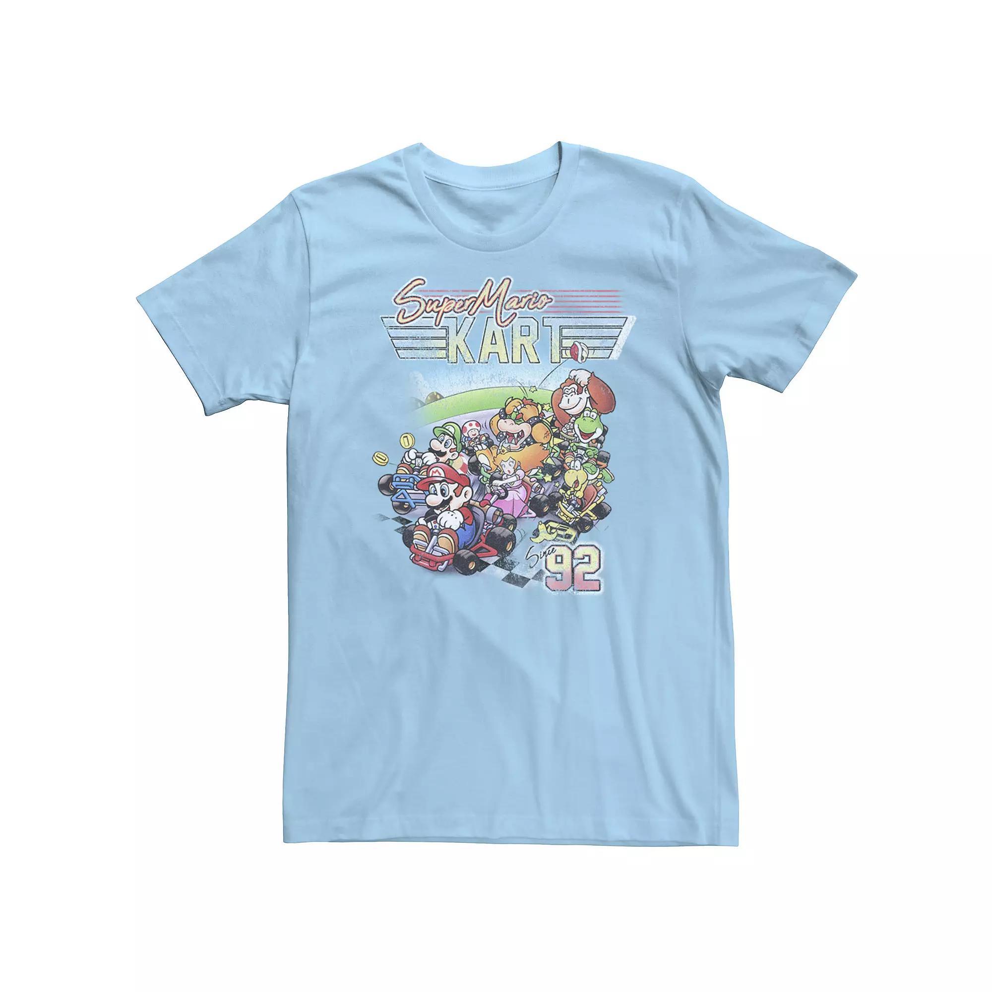 Men's Nintendo Maro Kart '92 Group Collage Tee, Size: XXL, Light Blue Product Image