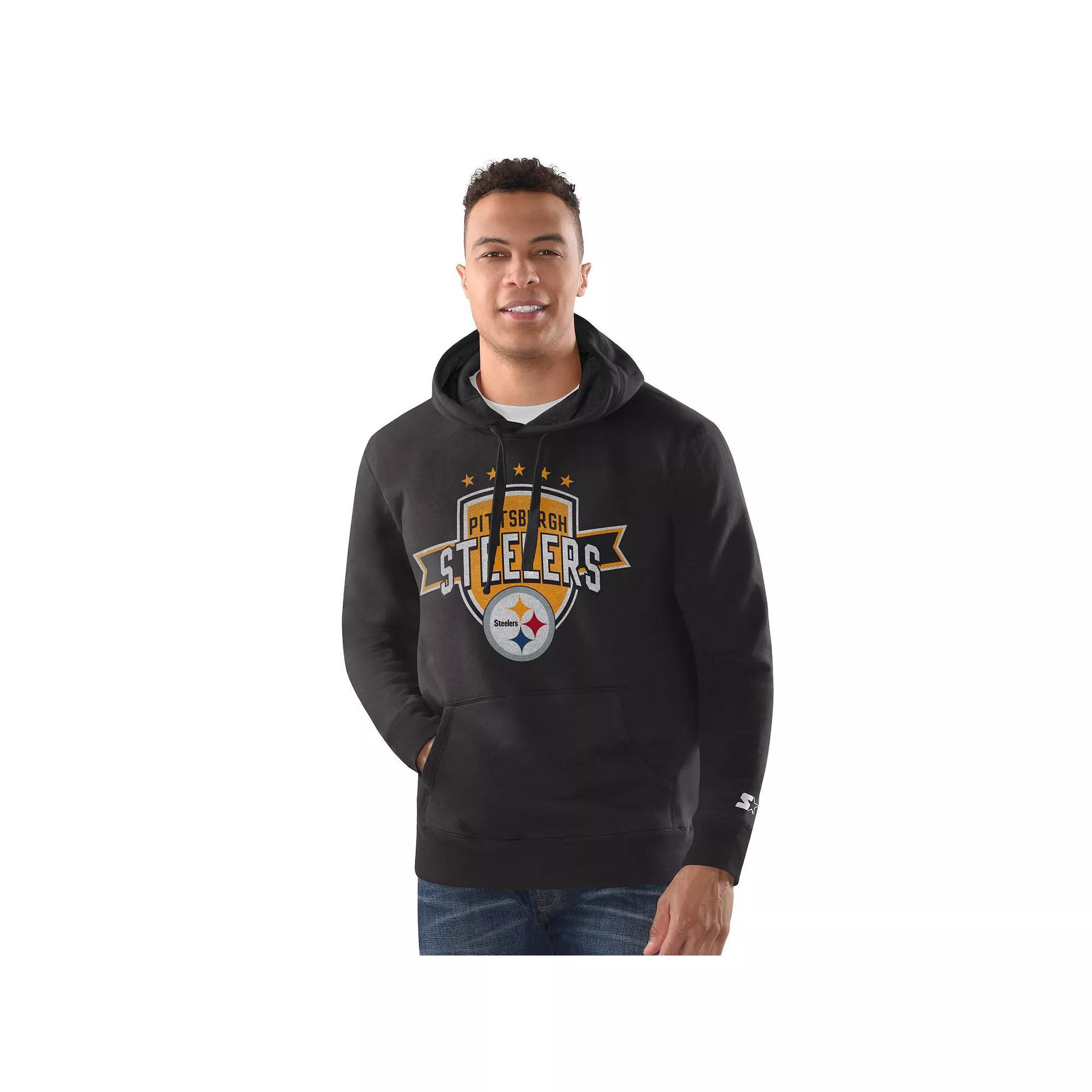 Men's Starter Black Pittsburgh Steelers Vintage Pullover Hoodie, Size: Large Product Image