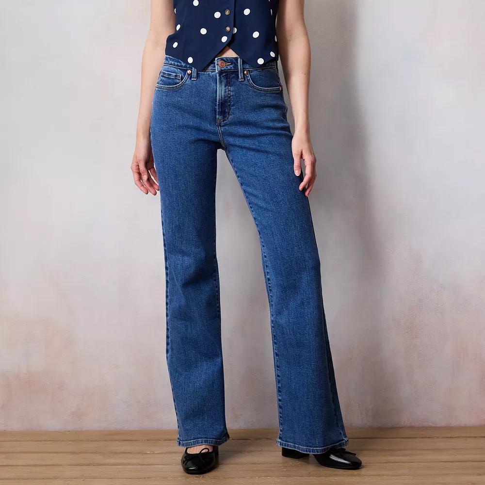 Women's LC Lauren Conrad Super High Waisted Flare Jeans, Size: 14, Hazel Blue Product Image