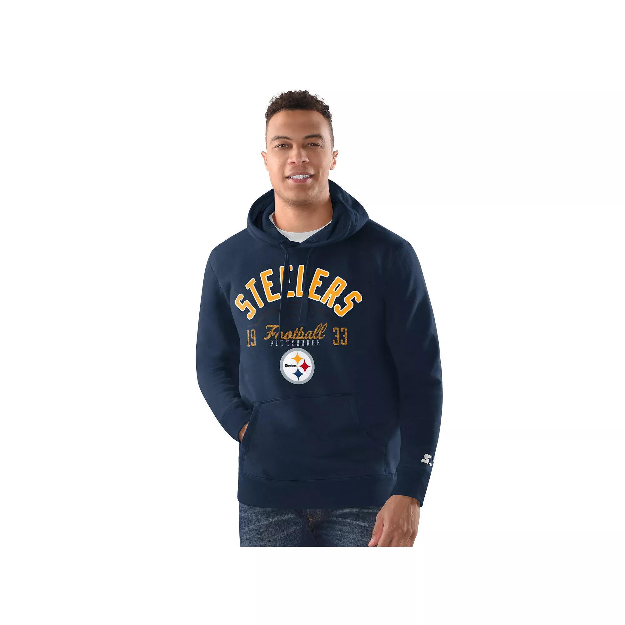 Men's Starter  Navy Pittsburgh Steelers Pullover Hoodie, Size: Large, Blue Product Image