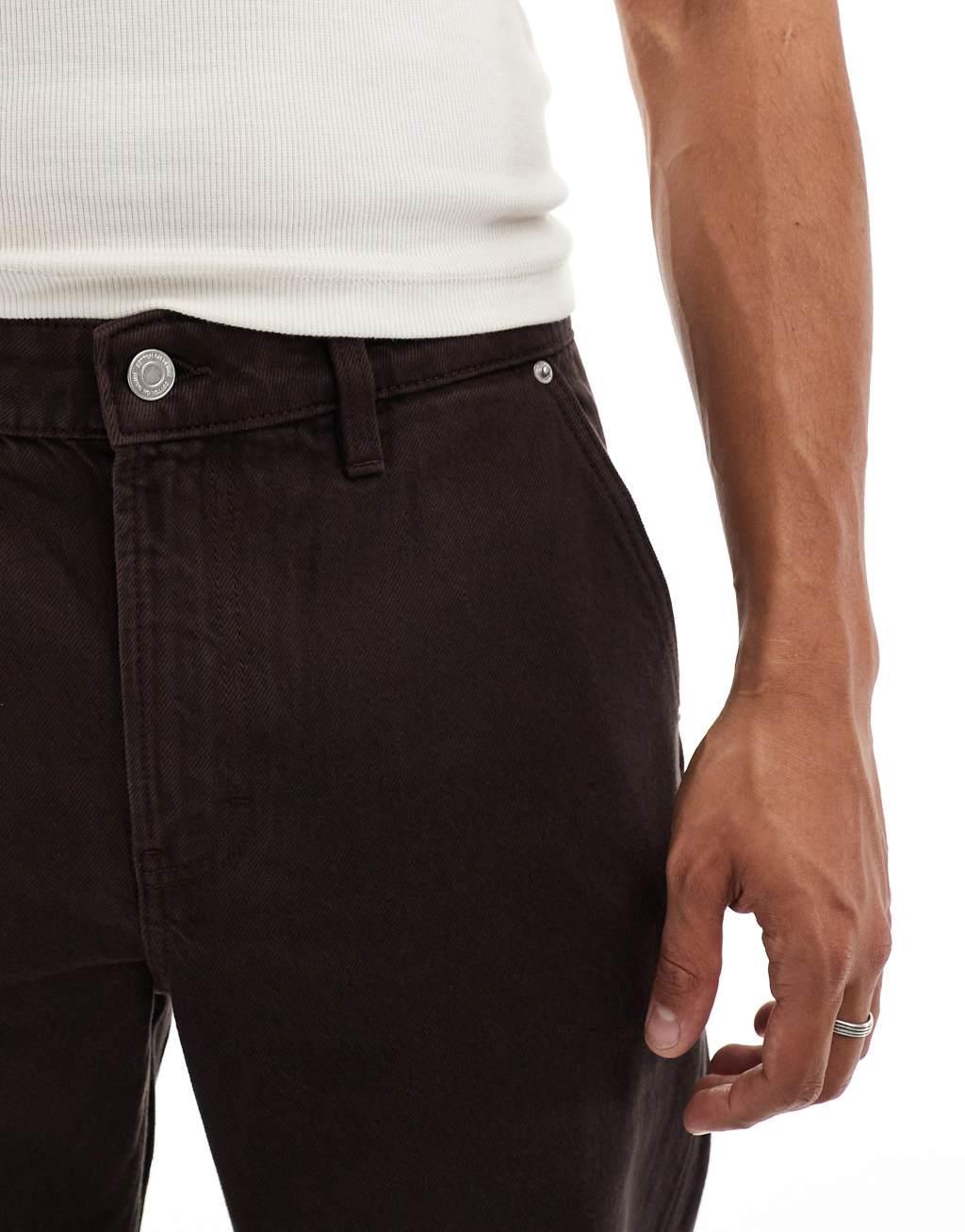 Cotton On baggy jeans in dark chocolate denim  Product Image