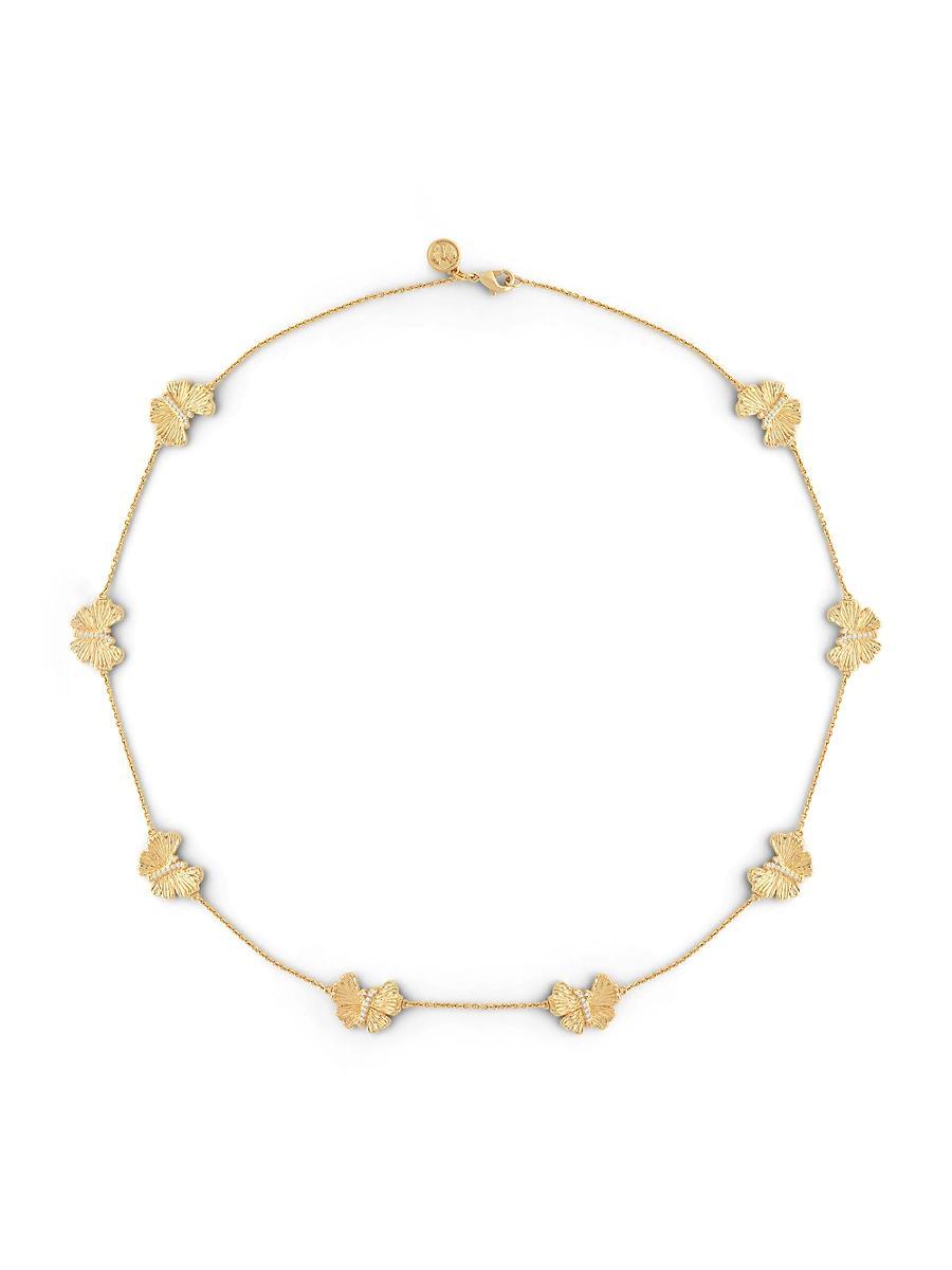 Womens 18K Gold-Plated & Cubic Zirconia Butterfly Station Necklace Product Image