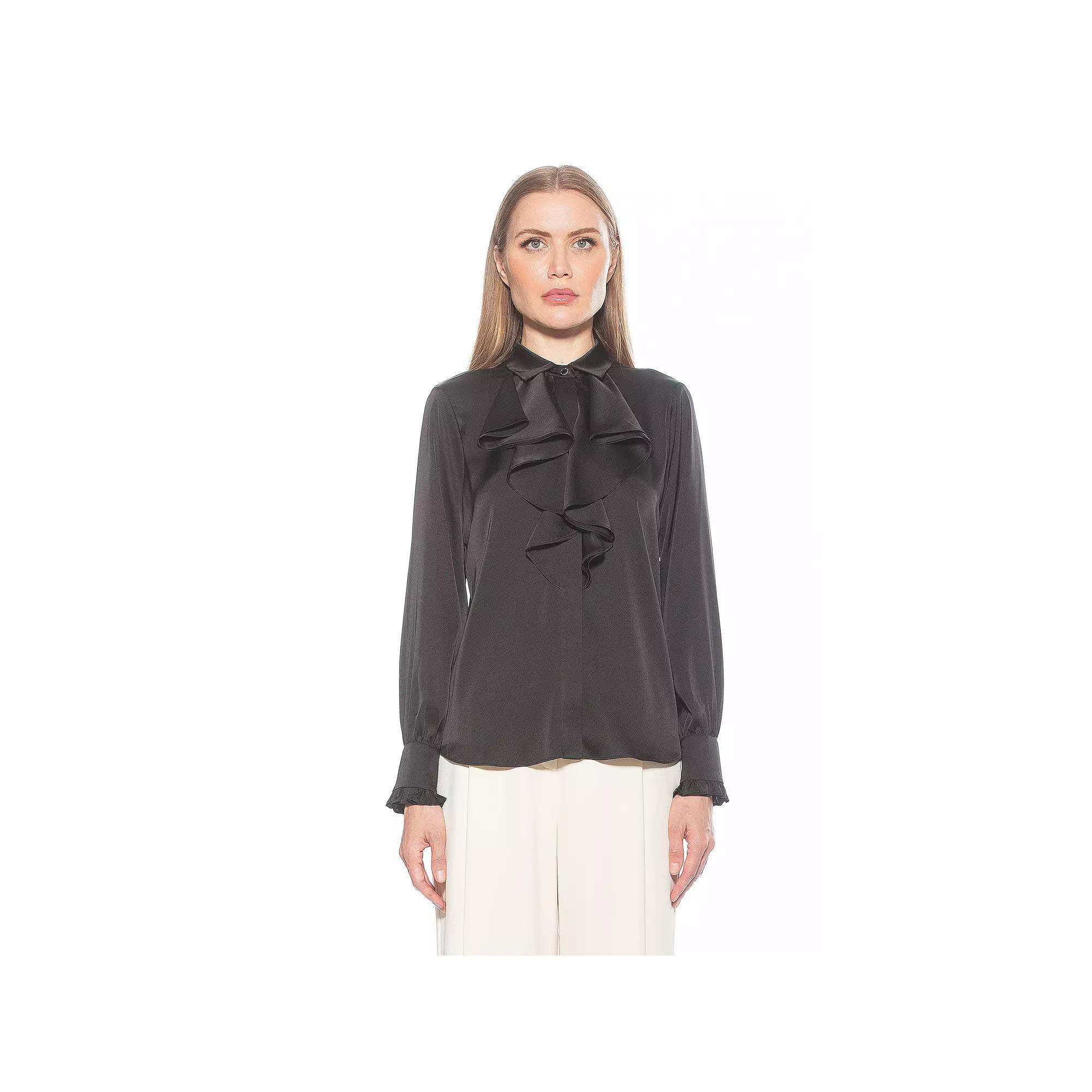 Women's ALEXIA ADMOR Brooks Silky Ruffle Blouse, Size: 10, Blush Product Image