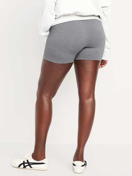 Extra High-Waisted Seamless Ribbed Biker Shorts -- 4-inch inseam Product Image