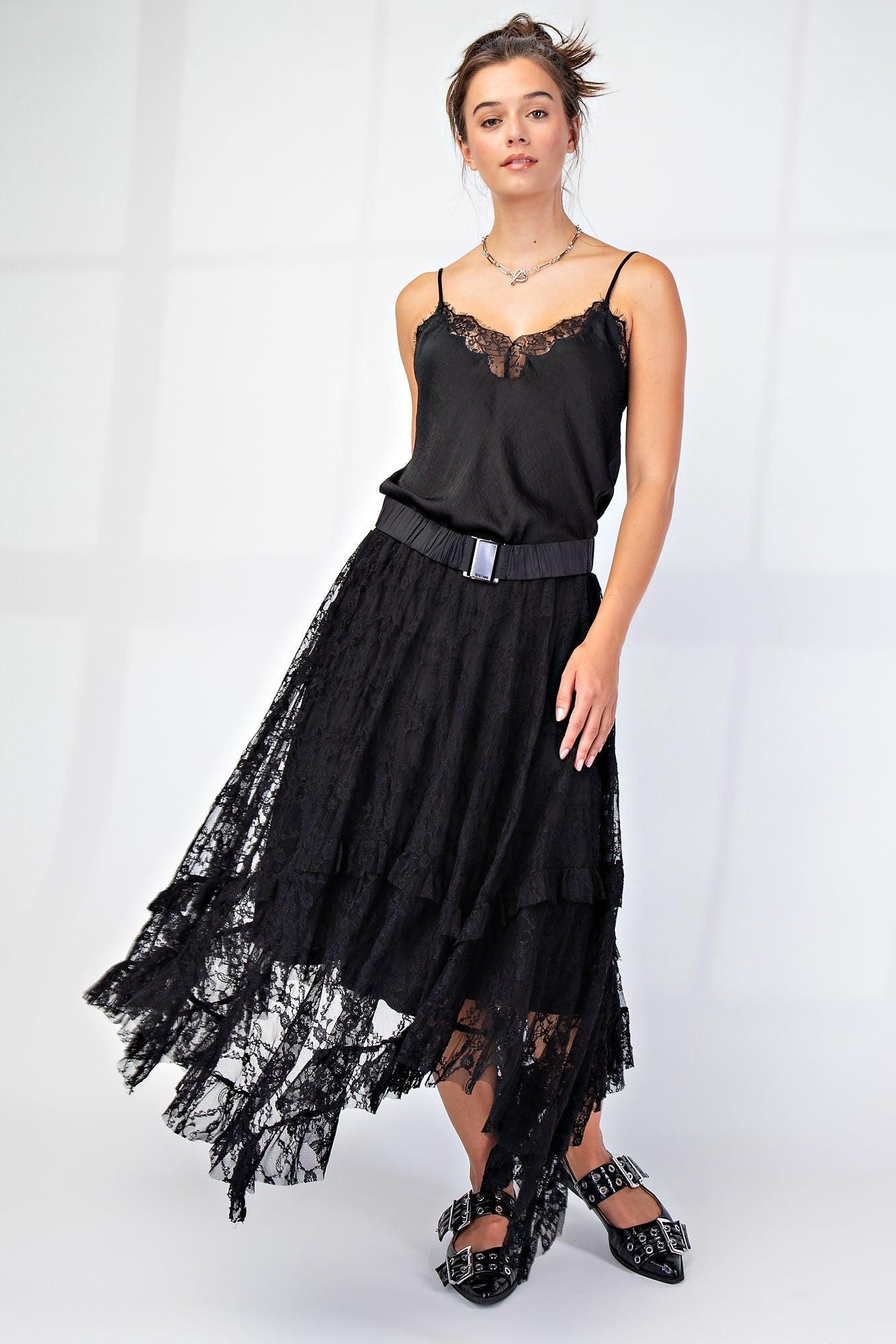 ALLOVER LACE SHARKBITE SKIRT Product Image