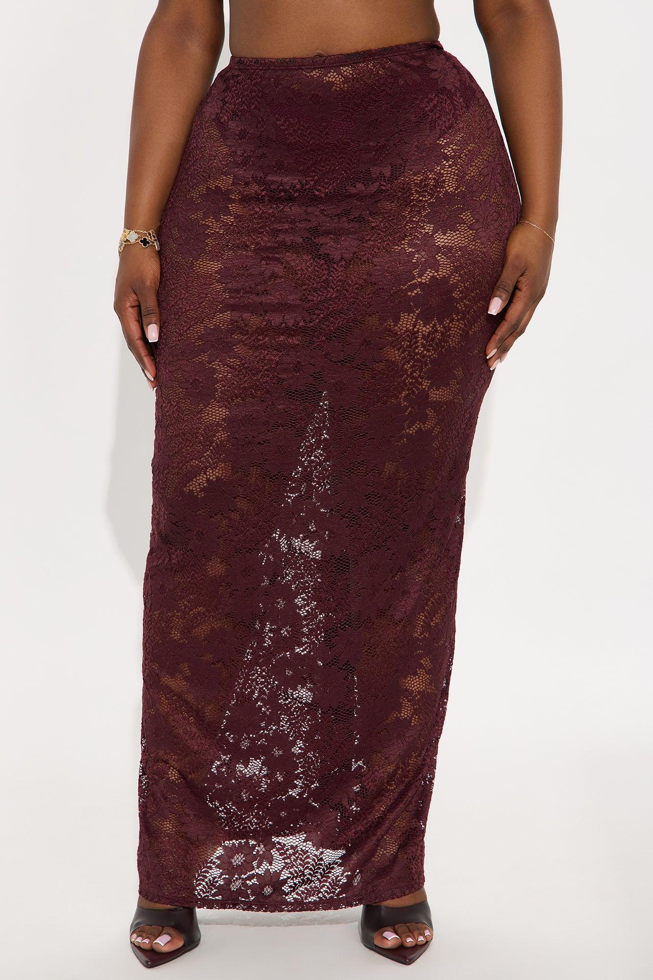 Lost In Lace Sheer Maxi Skirt - Chocolate Product Image