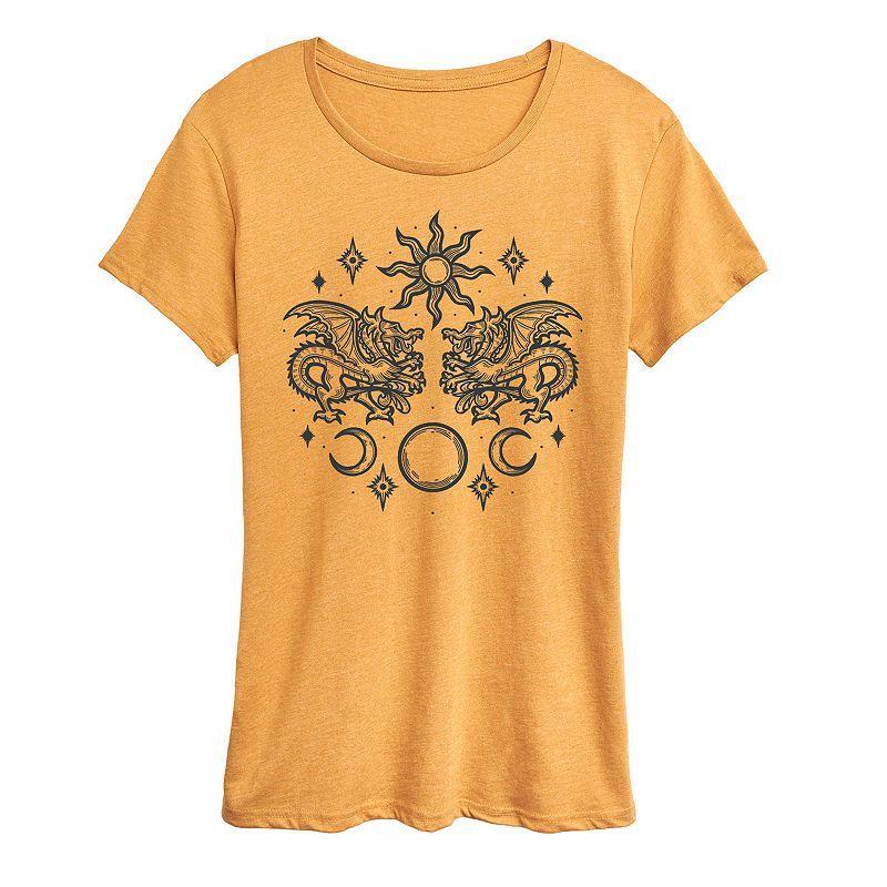 Womens Celestial Dragon Graphic Tee Grey Gray Product Image