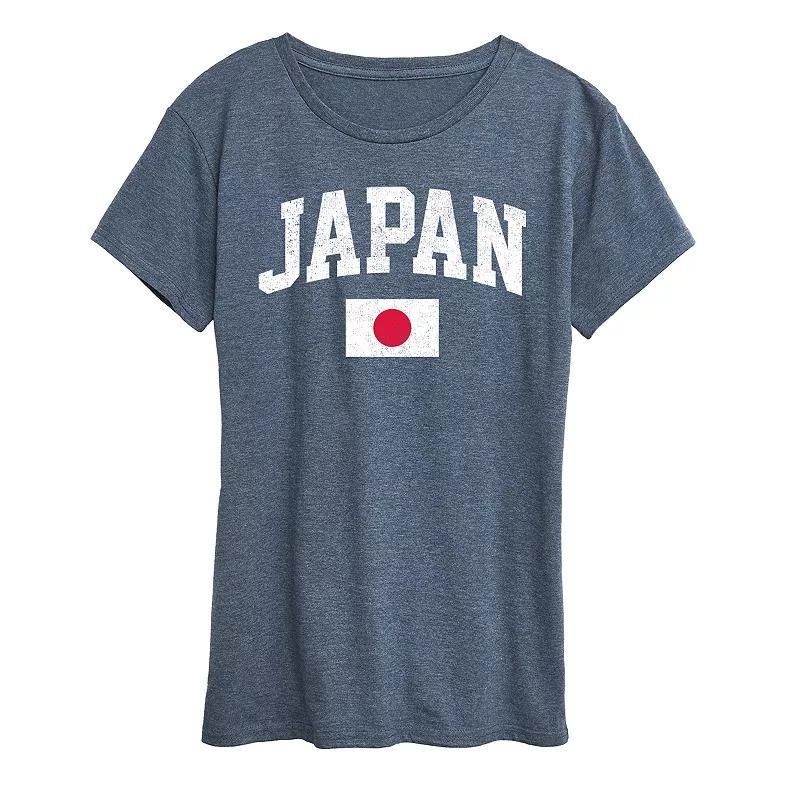Womens Japan Flag Graphic Tee Grey Royal Blue Product Image
