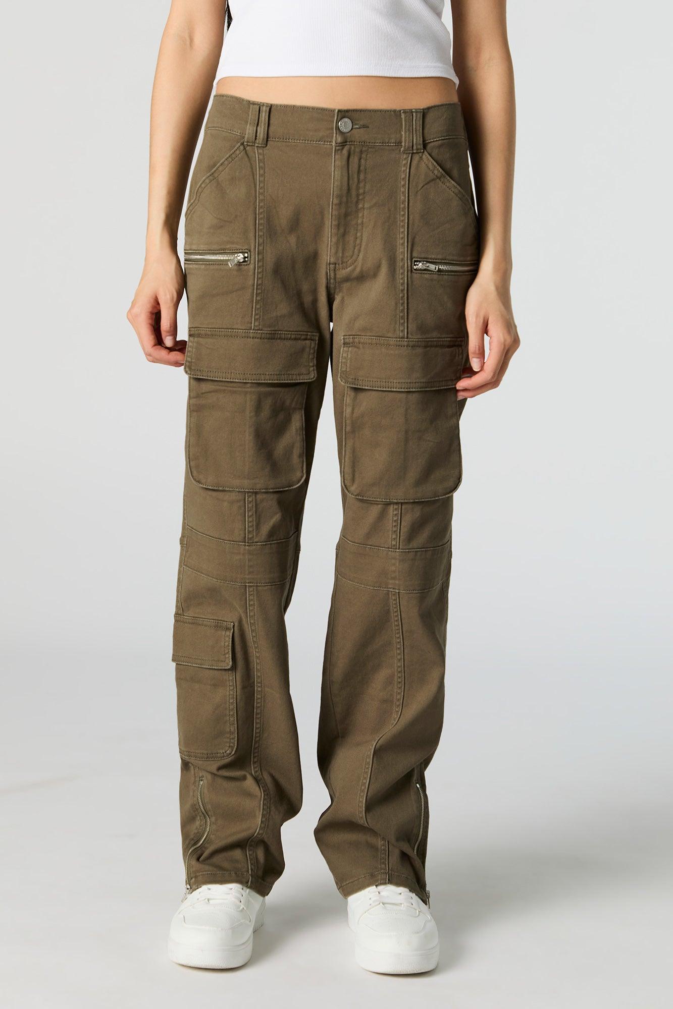 Zipper Hem Straight Leg Cargo Pant Female Product Image