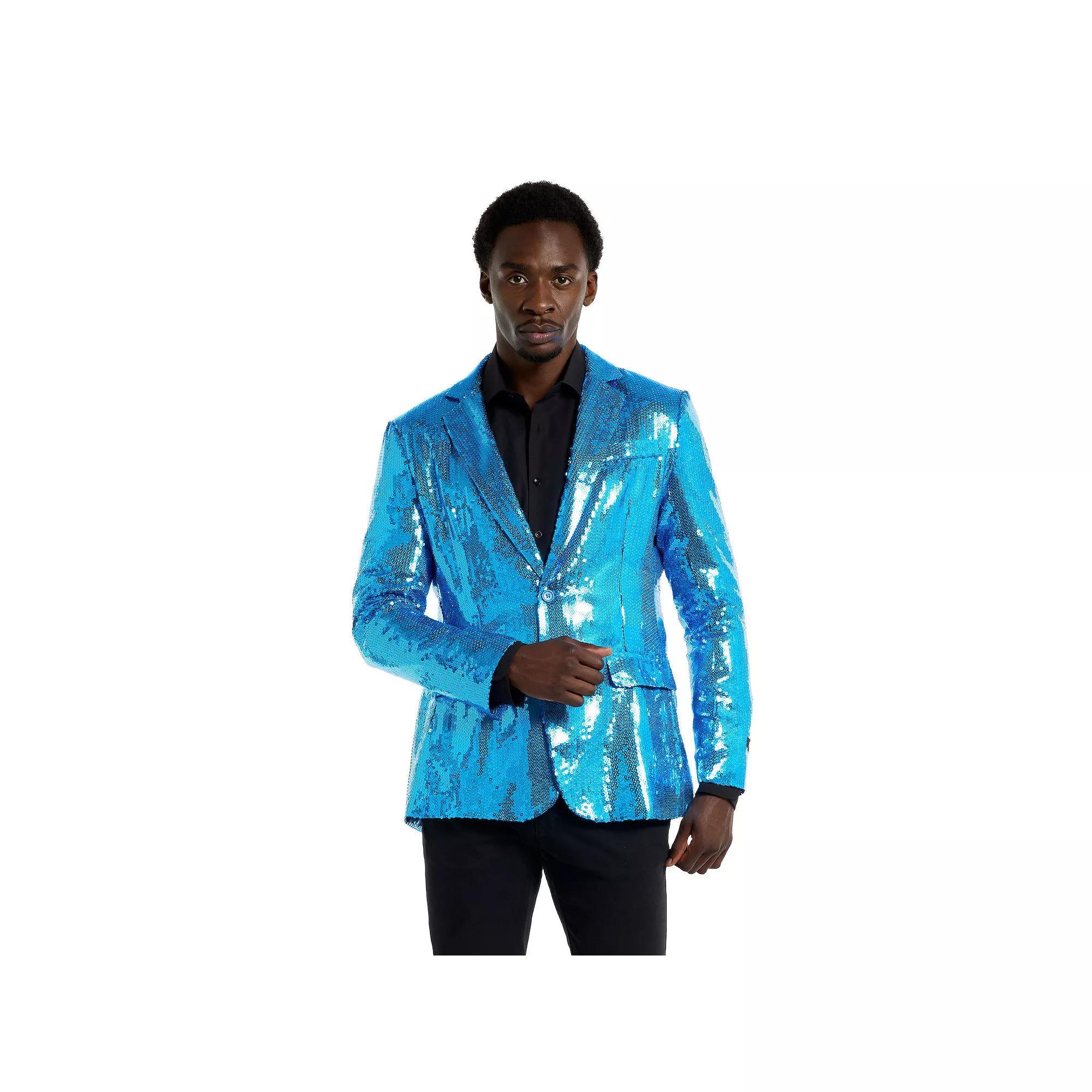 Men's Suitmeister Christmas New Years Eve Party Blazer, Size: Small, Sequins Blue Product Image