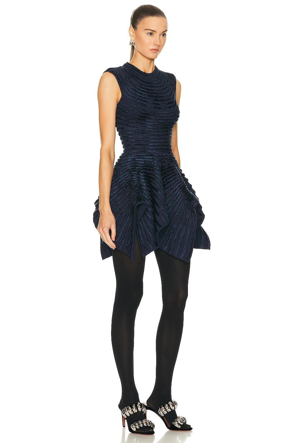 ALAÏA Ribbed Dress In Bleu Mineral Product Image
