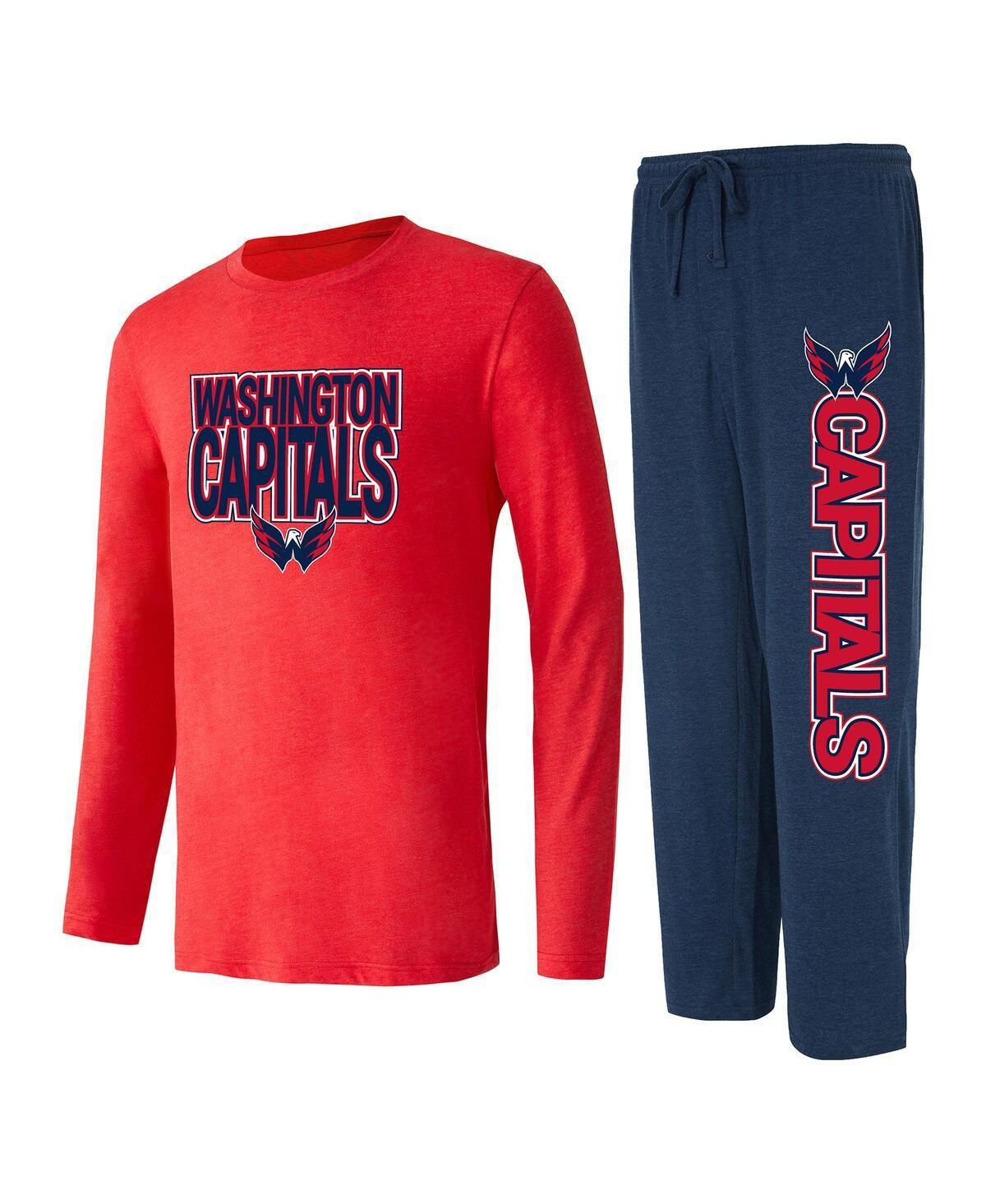 Men's Concepts Sport Navy/Red Washington Capitals Meter Long Sleeve T-Shirt & Pants Sleep Set, Size: Medium, Blue Product Image