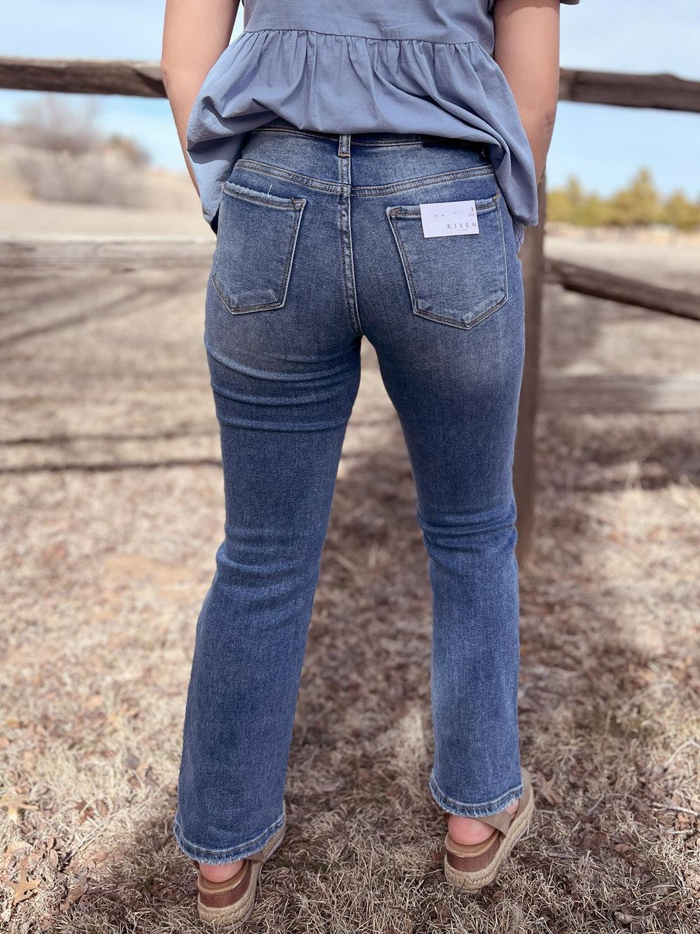 Risen Straight Leg Crossover Jeans Product Image
