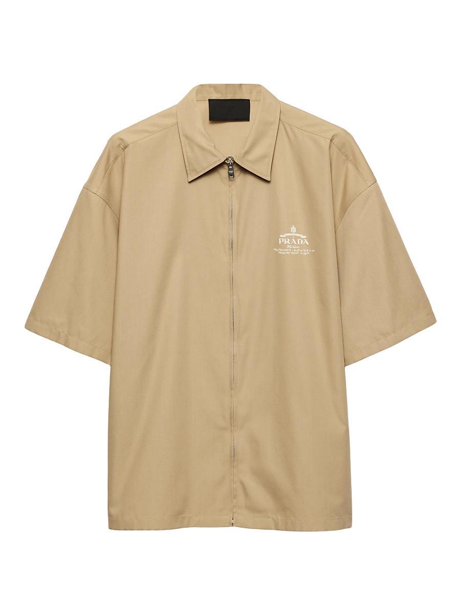 Mens Short-Sleeved Technical Cotton Shirt Product Image