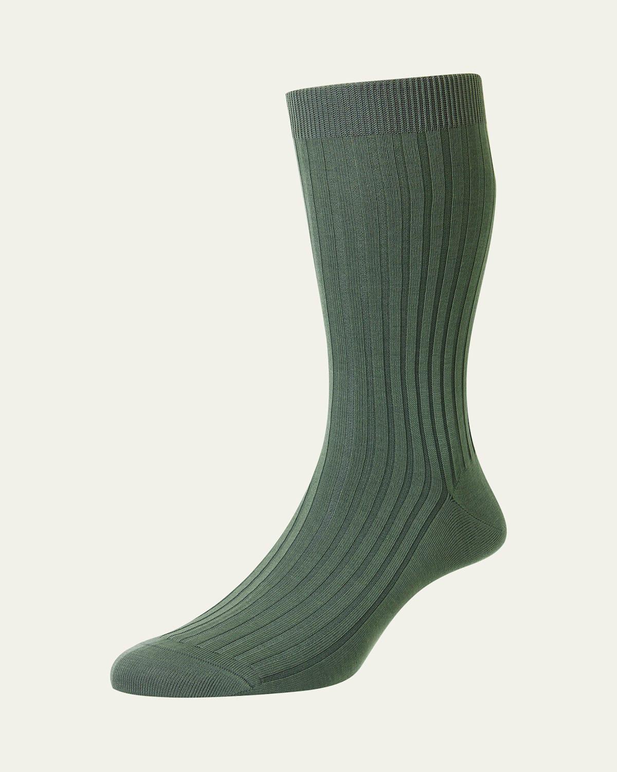 Mens Danvers Ribbed Cotton Mid-Calf Socks Product Image