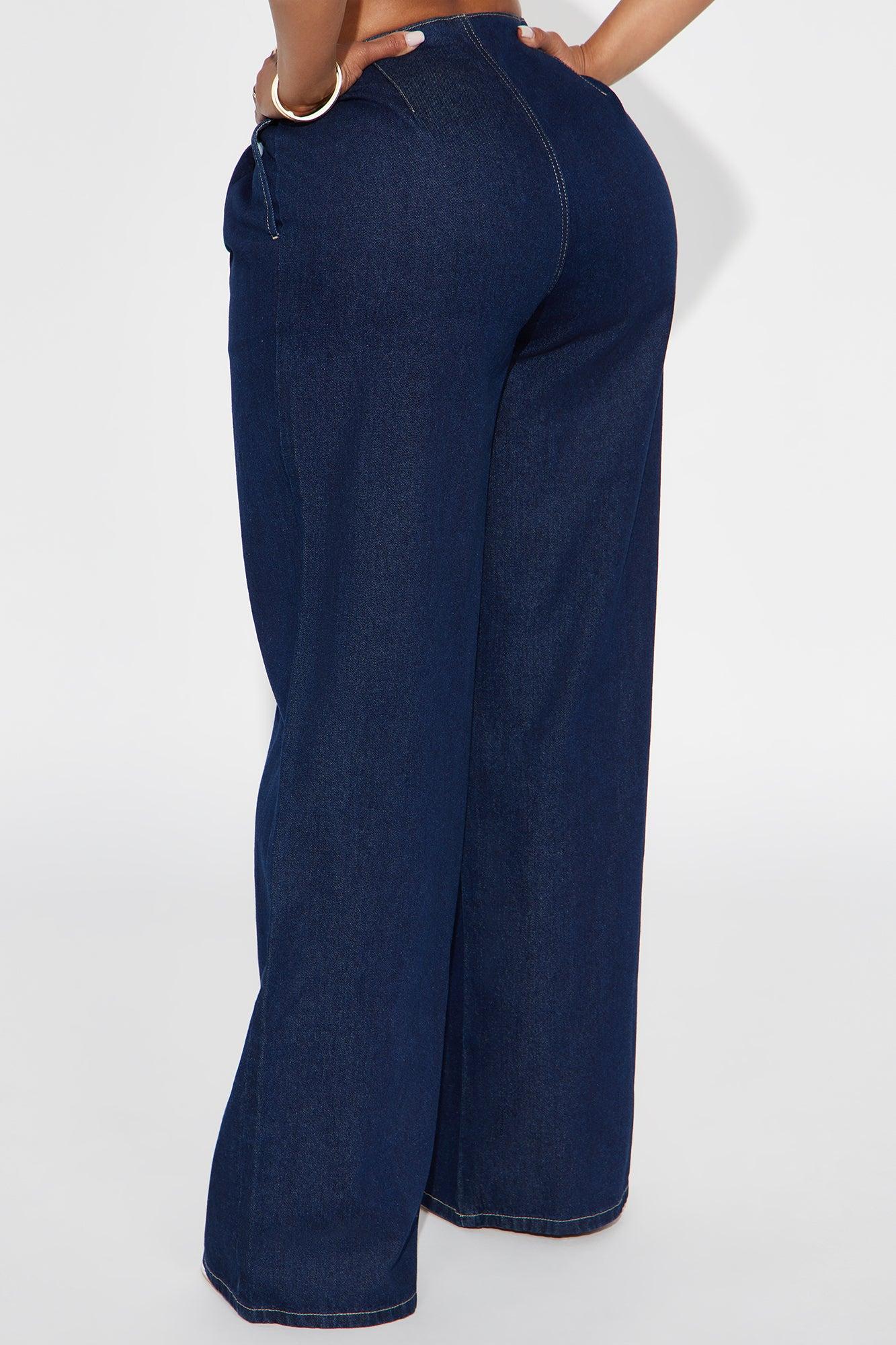 Windy City Trouser Wide Leg Jeans - Dark Wash Product Image