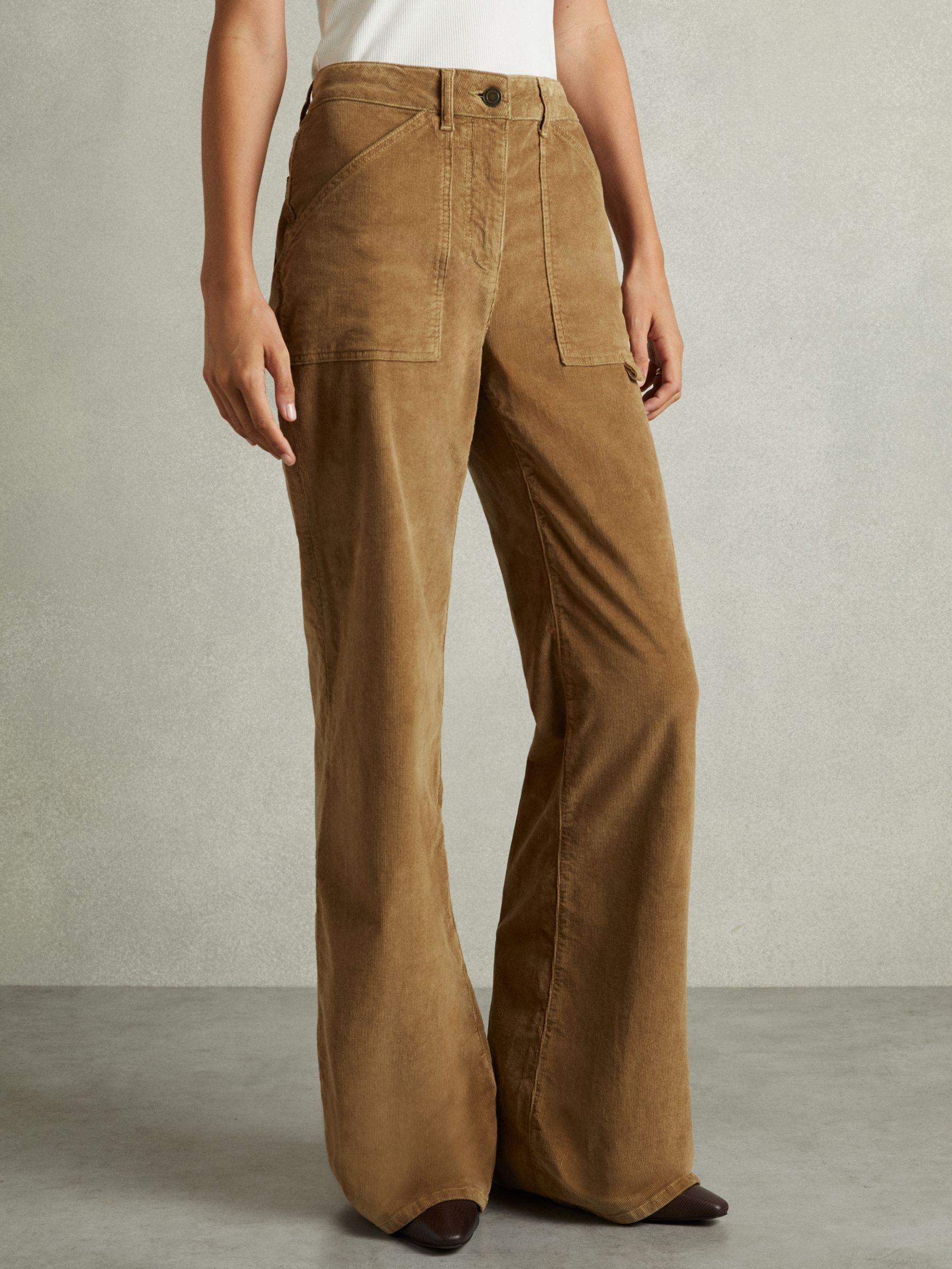 Cotton-Blend Corduroy Flared Trousers in Brown Product Image