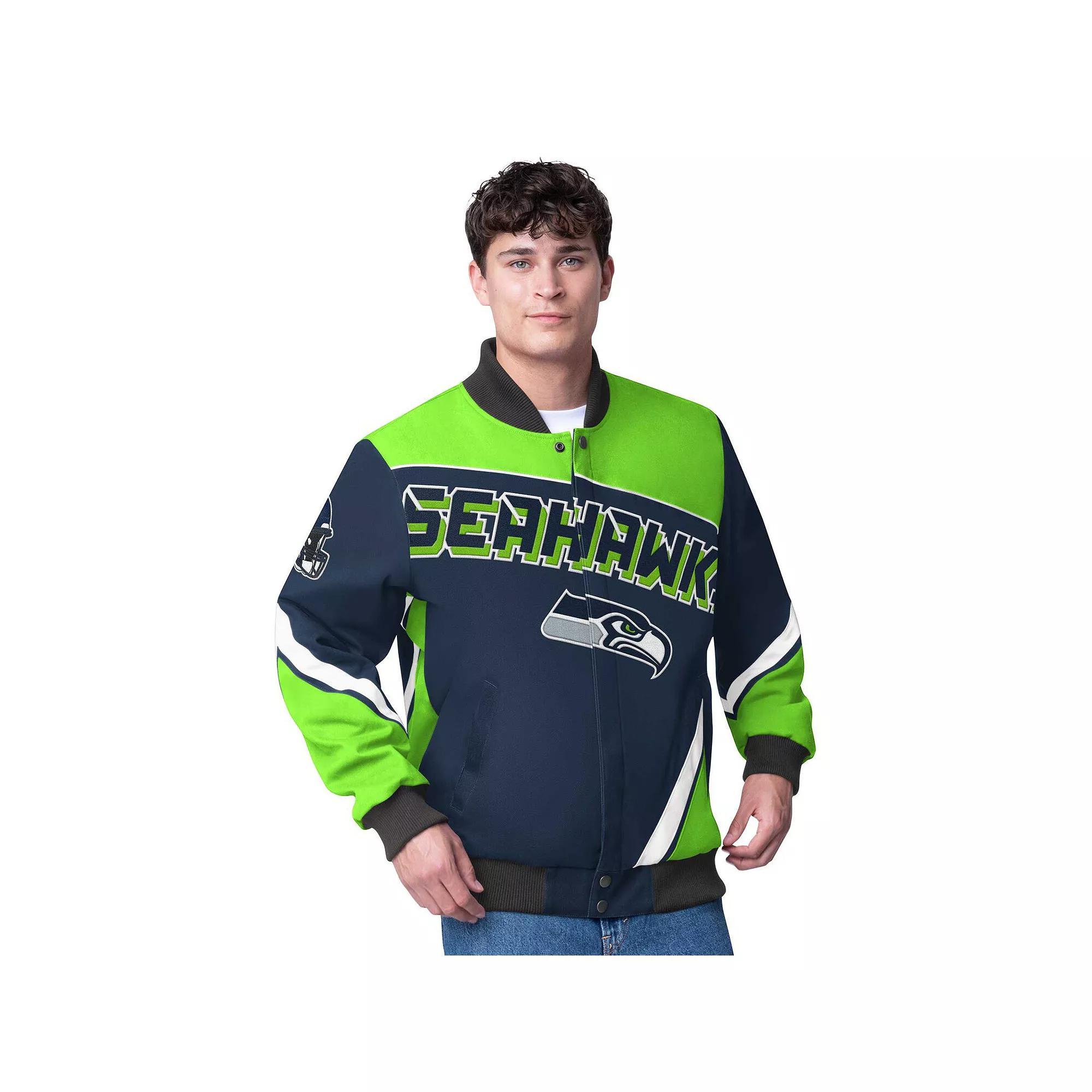 Men's G-III Extreme  College Navy Seattle Seahawks Maximum Racing Full-Zip Jacket, Size: 2XL, Team Product Image