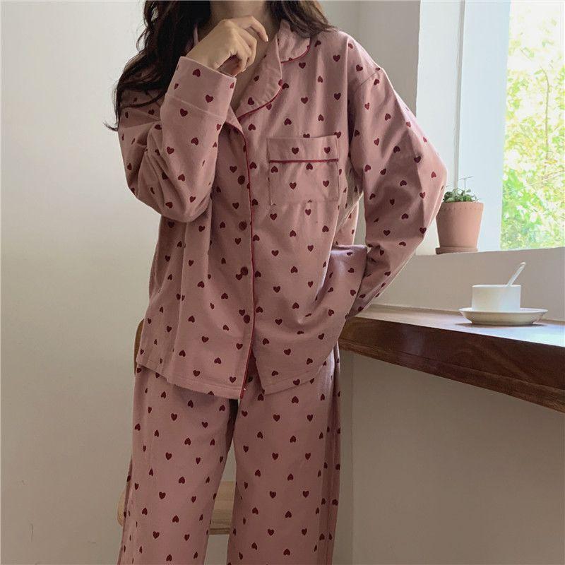 Heart Print Pajama Set Product Image