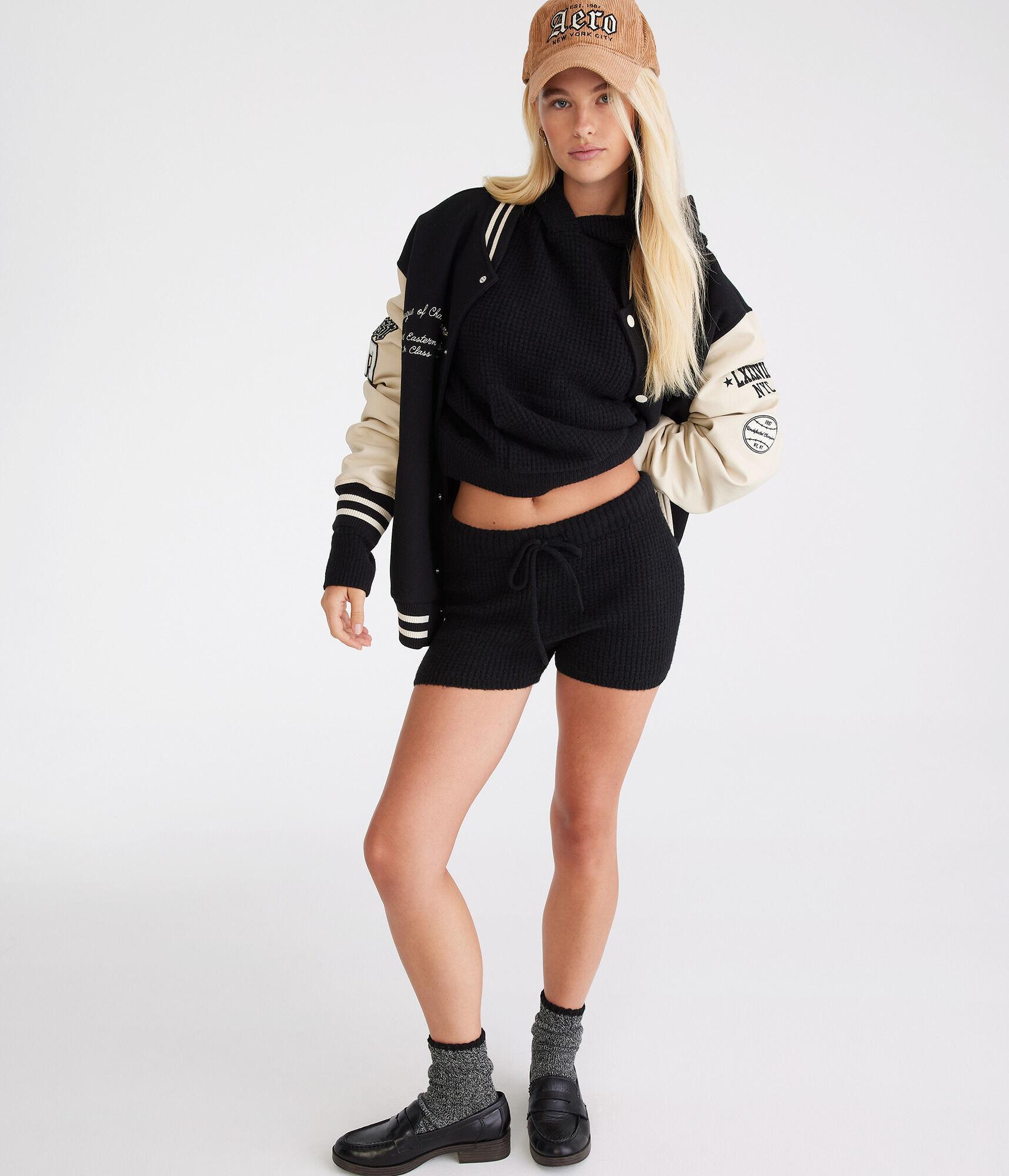 High-Rise Waffle Sweater Shorts Product Image