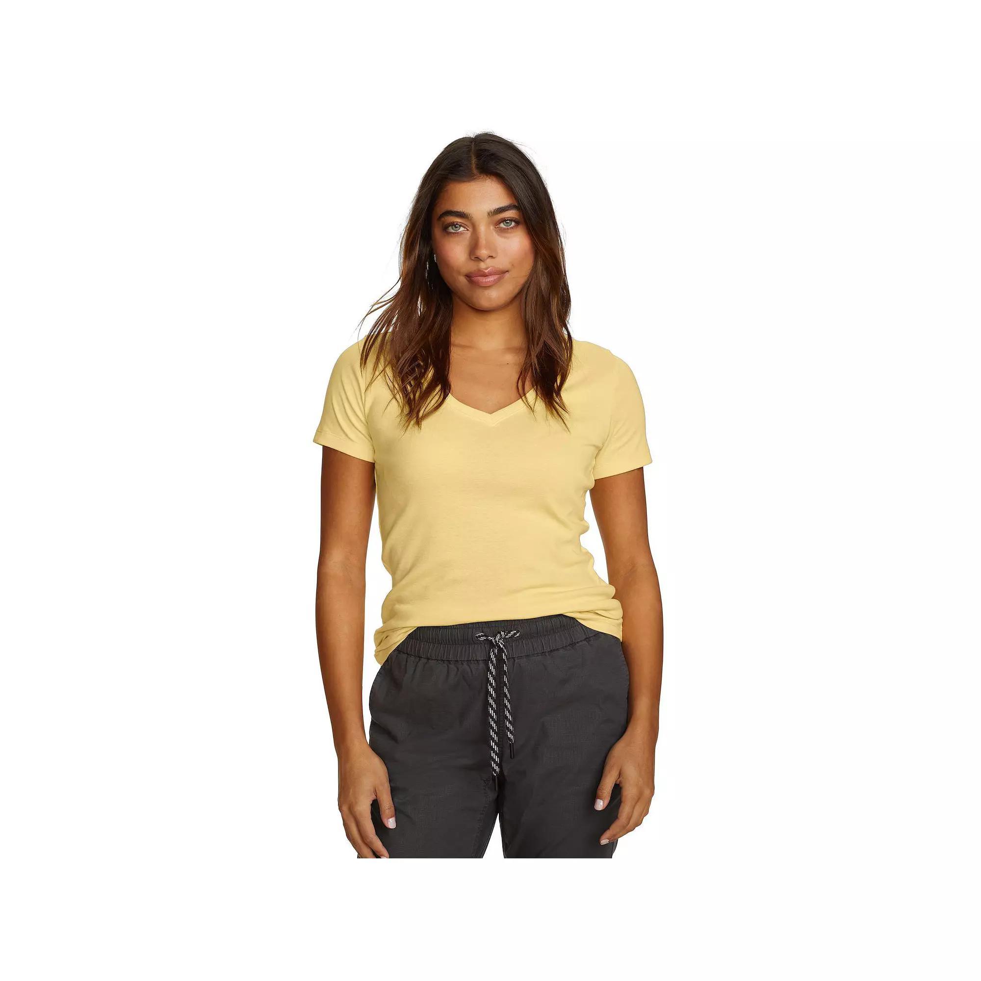 Women's Eddie Bauer Short Sleeve Favorite V Neck Tee, Size: Medium, Yellow Product Image