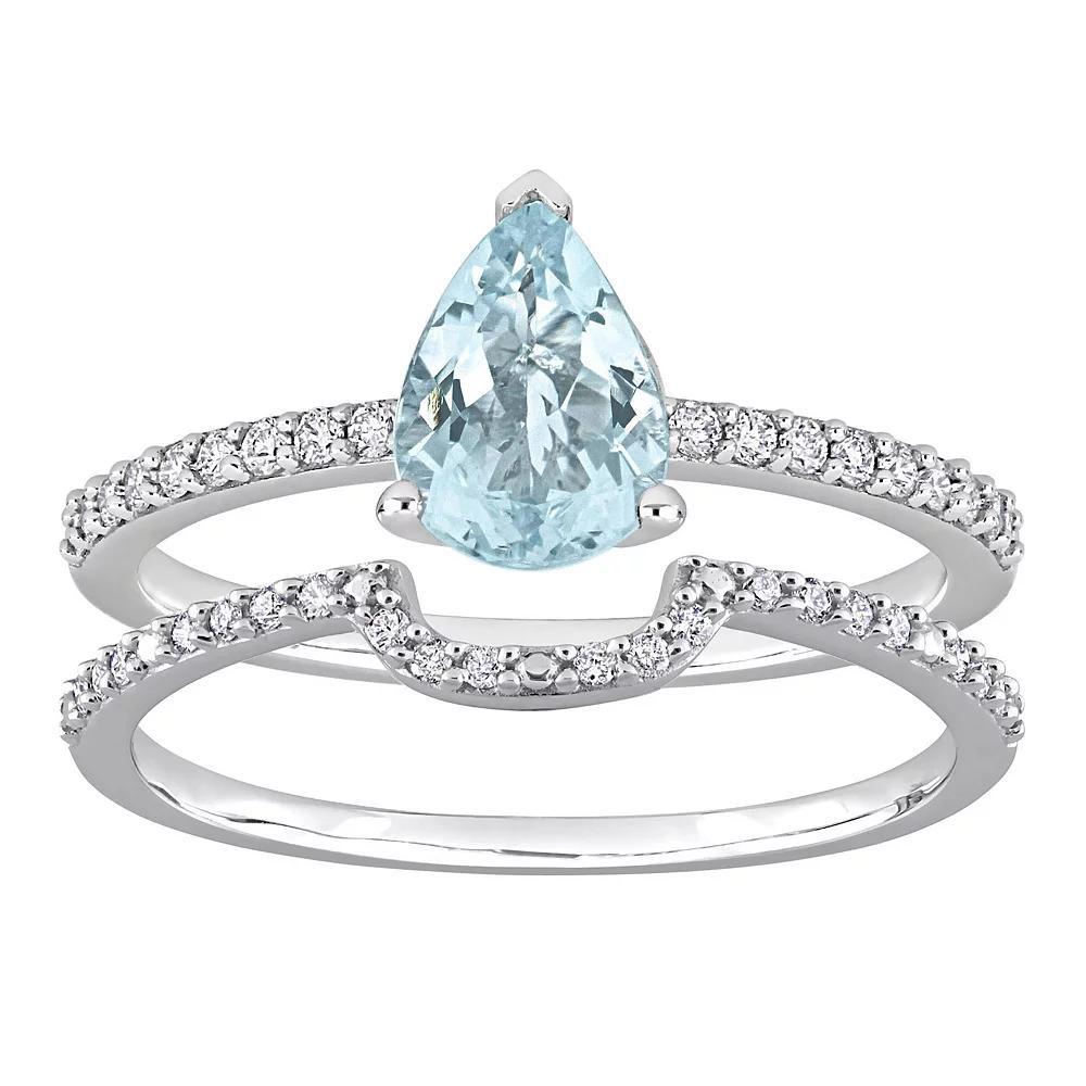 Stella Grace 14k White Gold Aquamarine & 1/4 Carat T.W. Diamond Engagement Ring Set, Women's, Size: 6.50, 14k Whgold Product Image