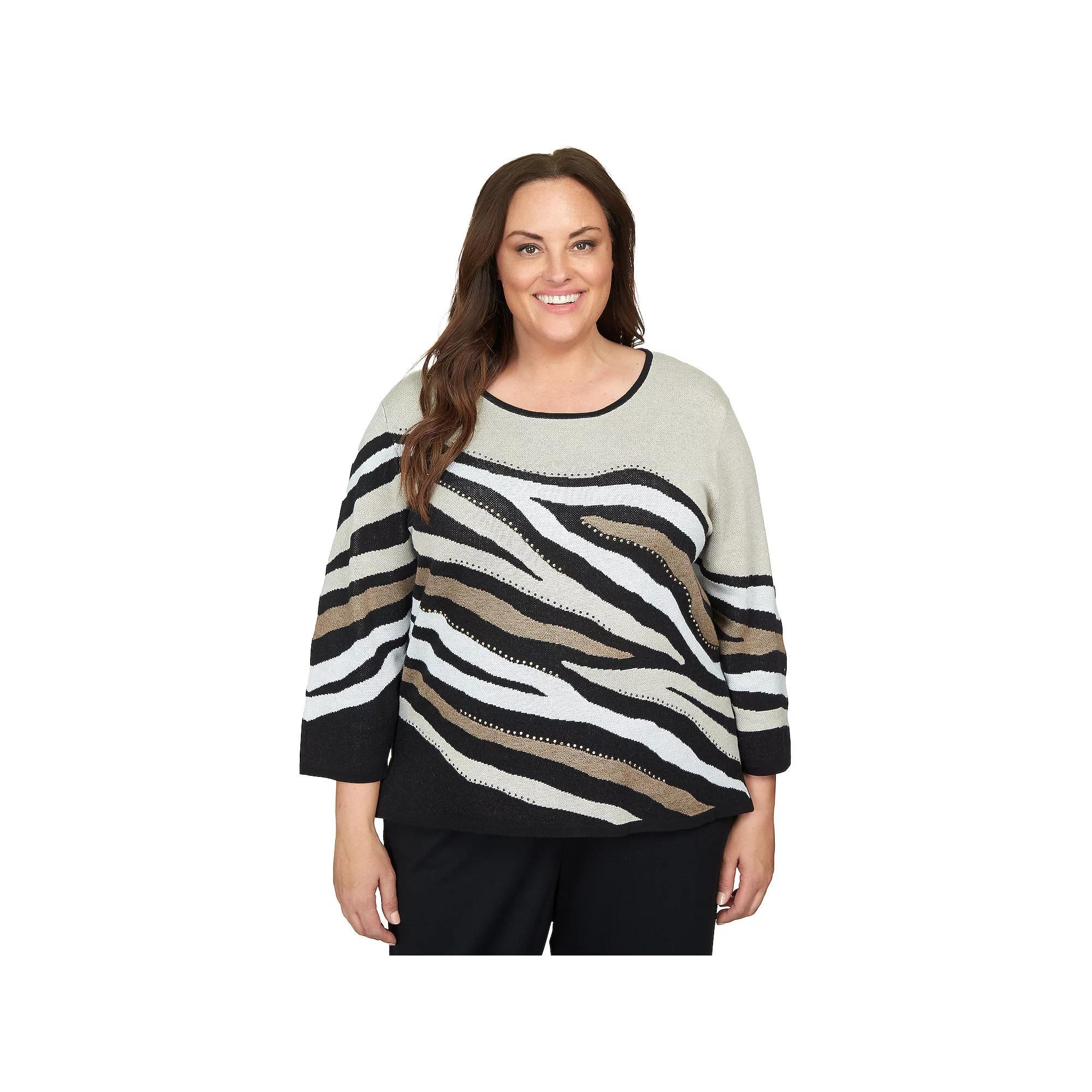 Plus Size Alfred Dunner Animal Jacquard Beaded Top, Women's, Size: 1XL Product Image