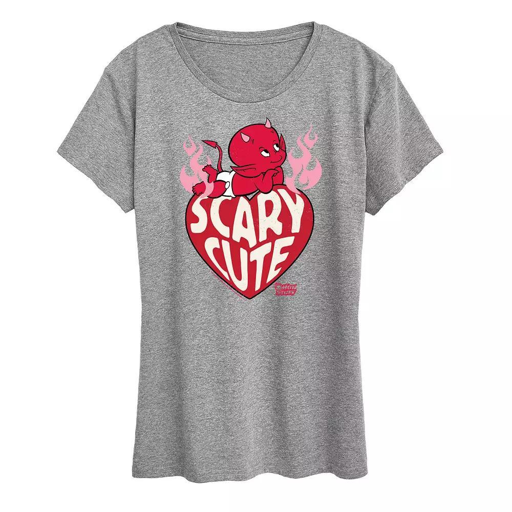 Womens Hot Stuff Scary Cute Graphic Tee, Girls Heather Grey Product Image