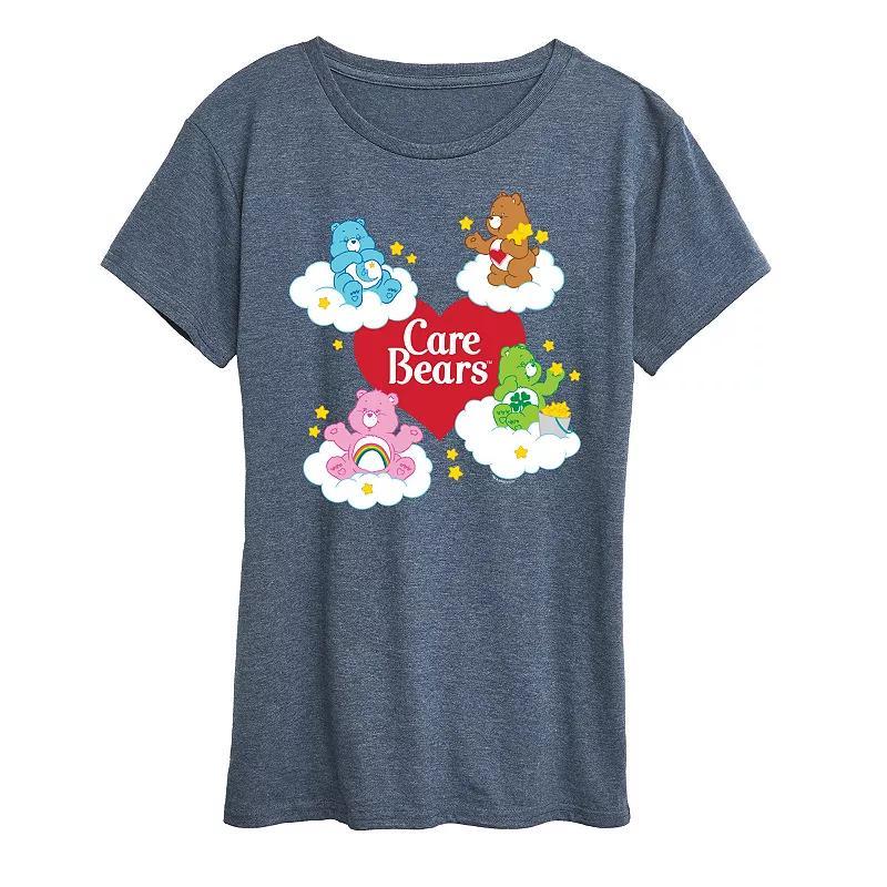Womens Care Bears Heart And Bear Logo Graphic Tee Grey Blue Product Image