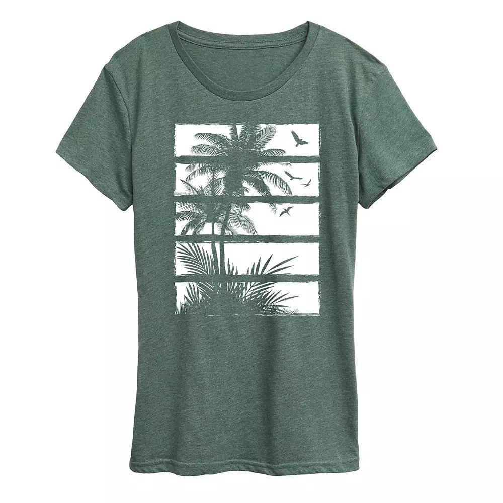 Womens Palm Tree Silhouette Panels Graphic Tee Blue Product Image