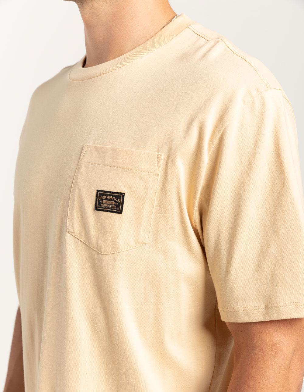 GUESS ORIGINALS Eco Label Mens Pocket Tee - SAND Product Image