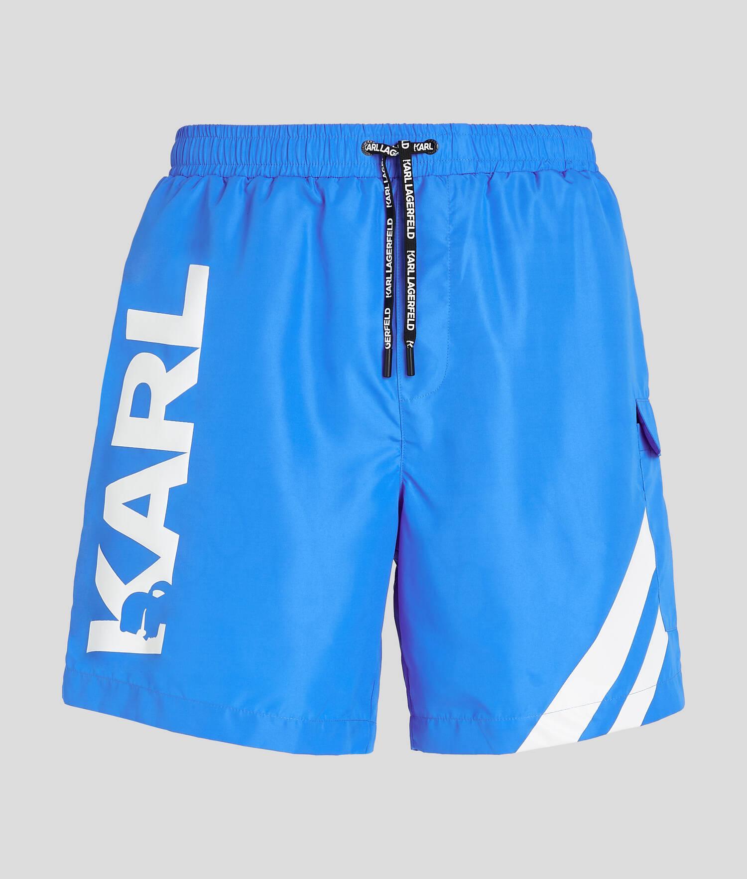 KARL LOGO BOARD SHORTS WITH STRIPE DETAIL  Product Image