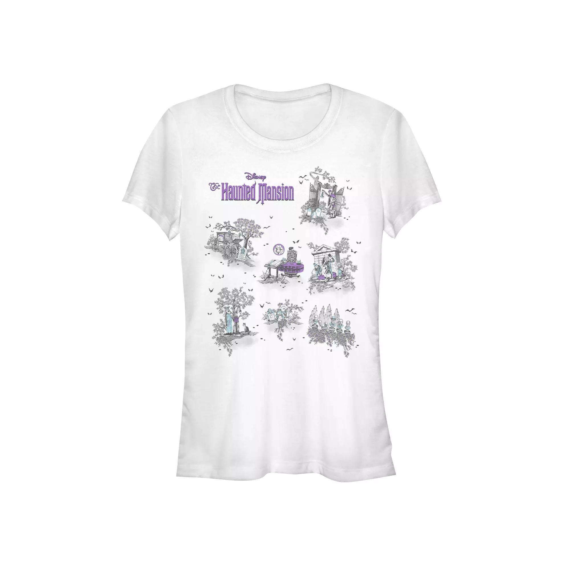 Disney's The Haunted Mansion Map Juniors' Graphic Tee, Girl's, Size: Small, White Product Image