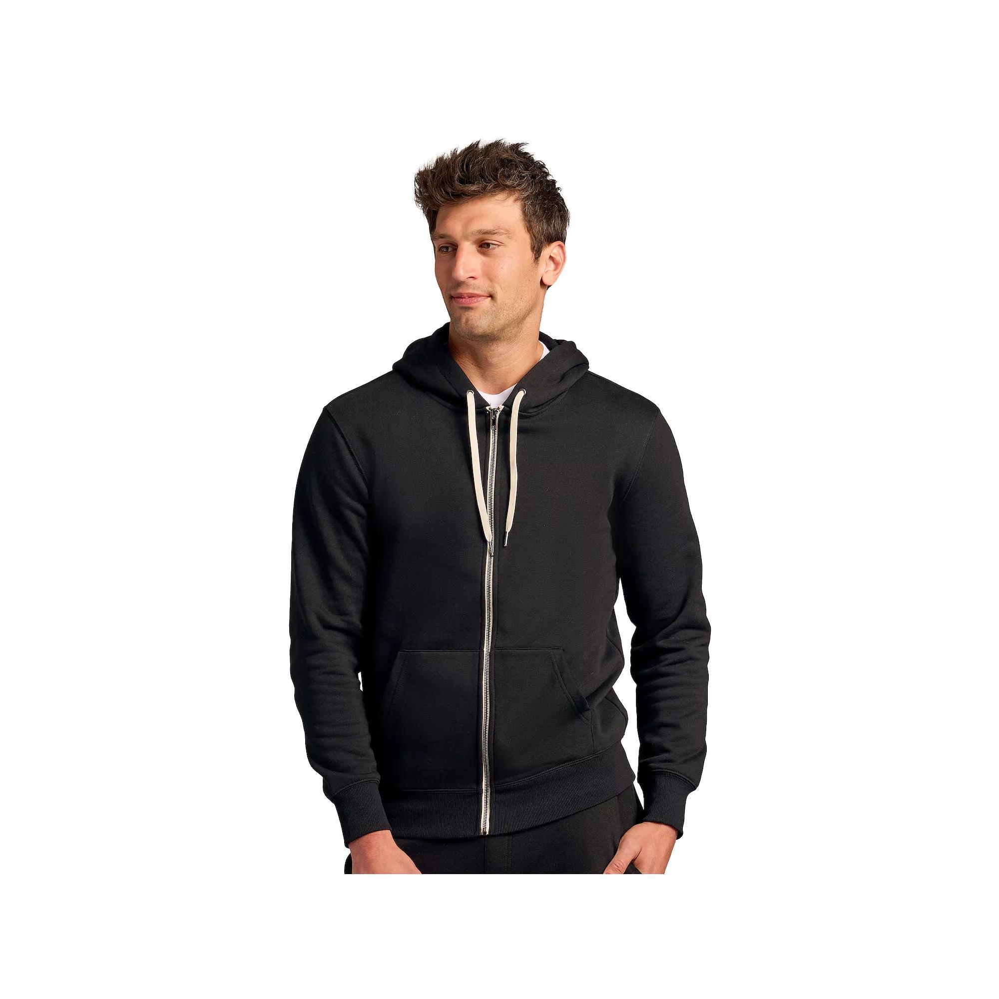 Men's True Classic French Terry Zip-Up Drawstring Hoodie, Size: Small, Black Product Image