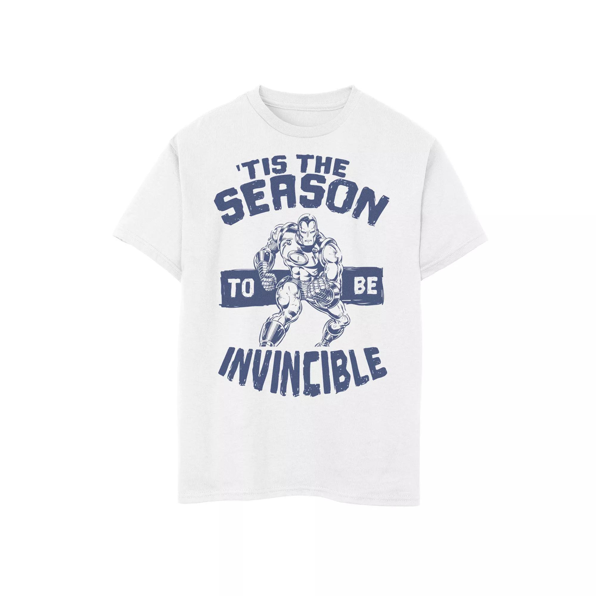Boys 8-20 Marvel Iron Man 'Tis The Season To Be Invincible Christmas Graphic Tee, Boy's, Size: Medium, White Product Image
